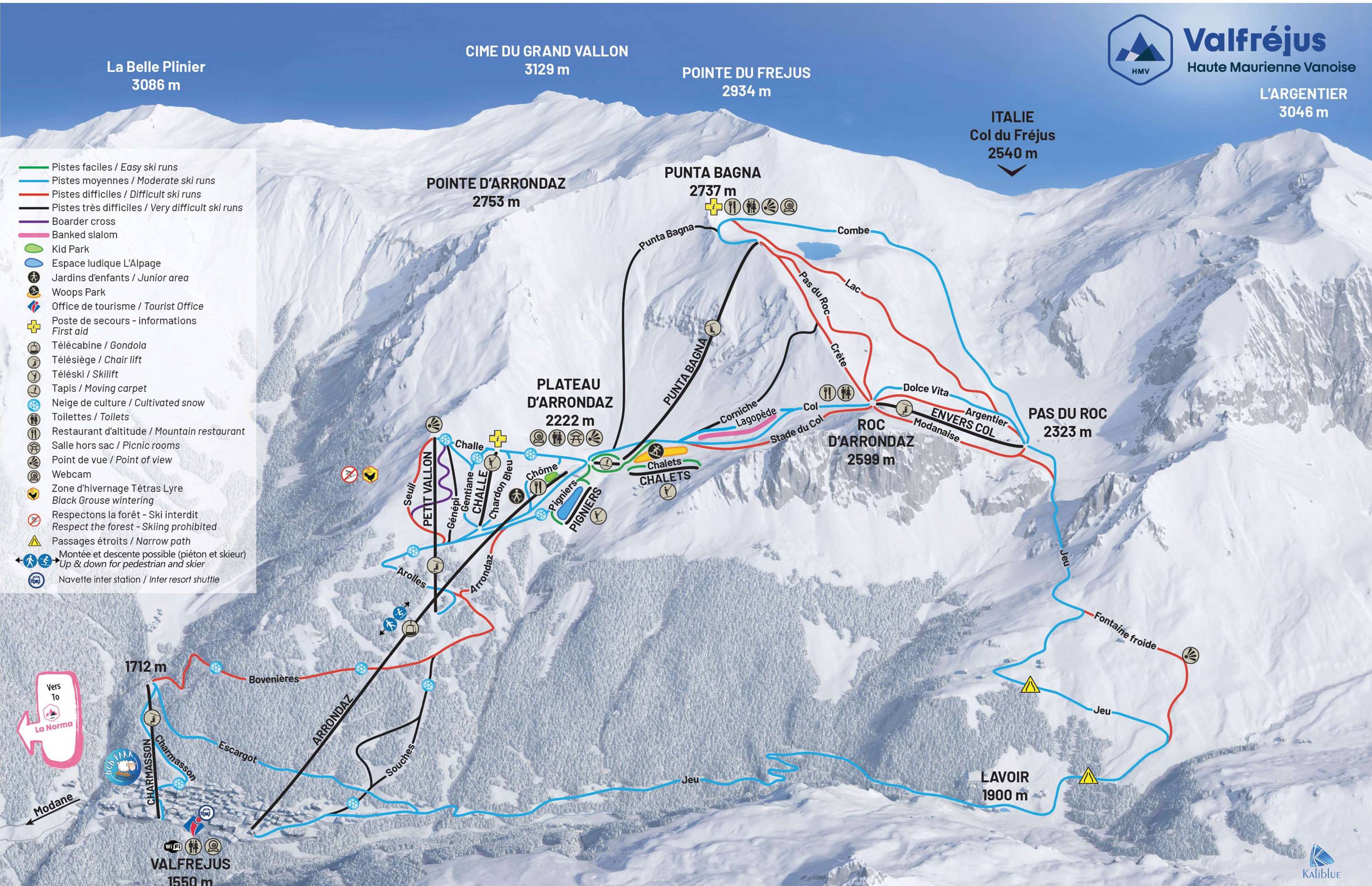 Piste map Valfrejus
