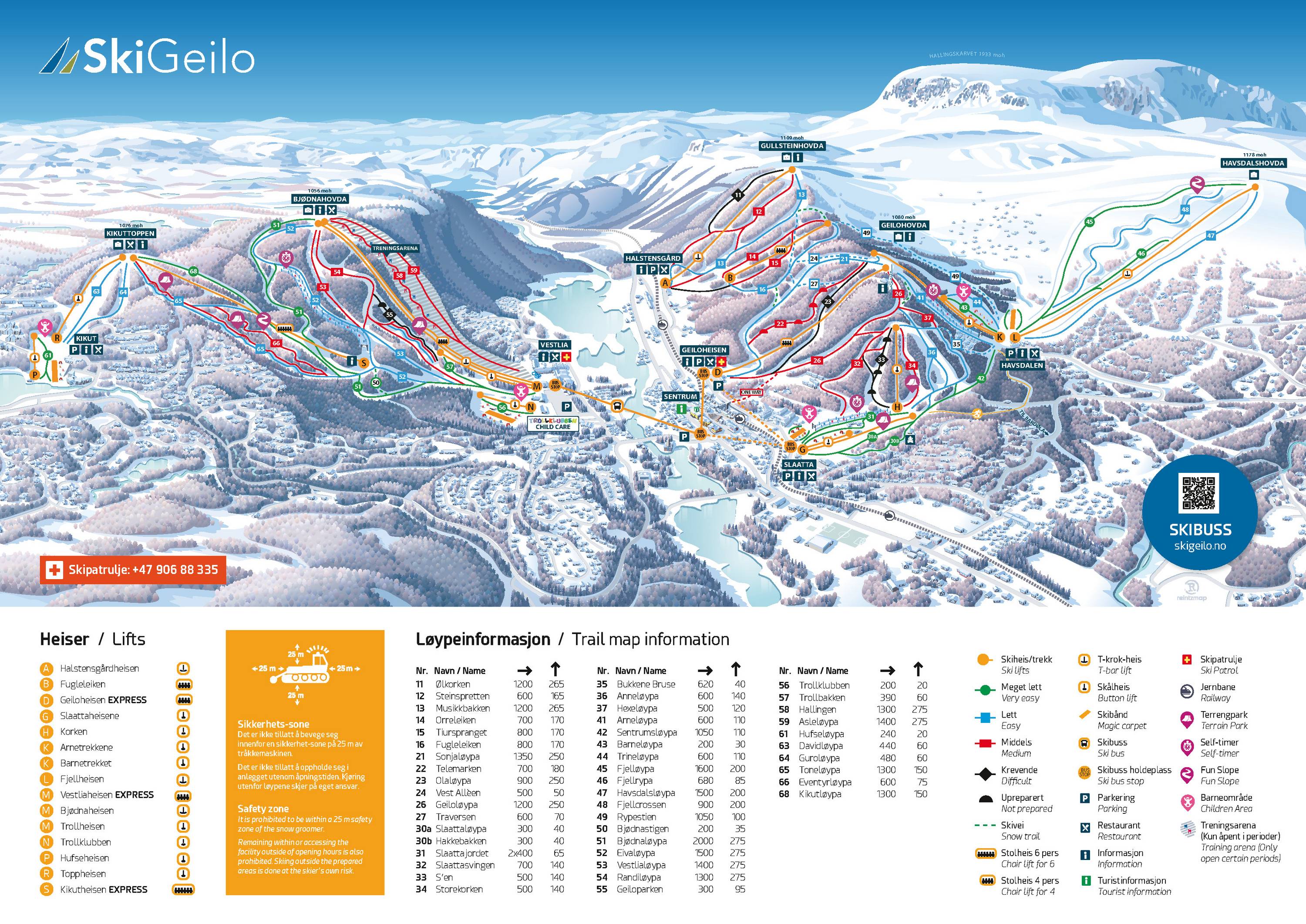 Piste map Geilo