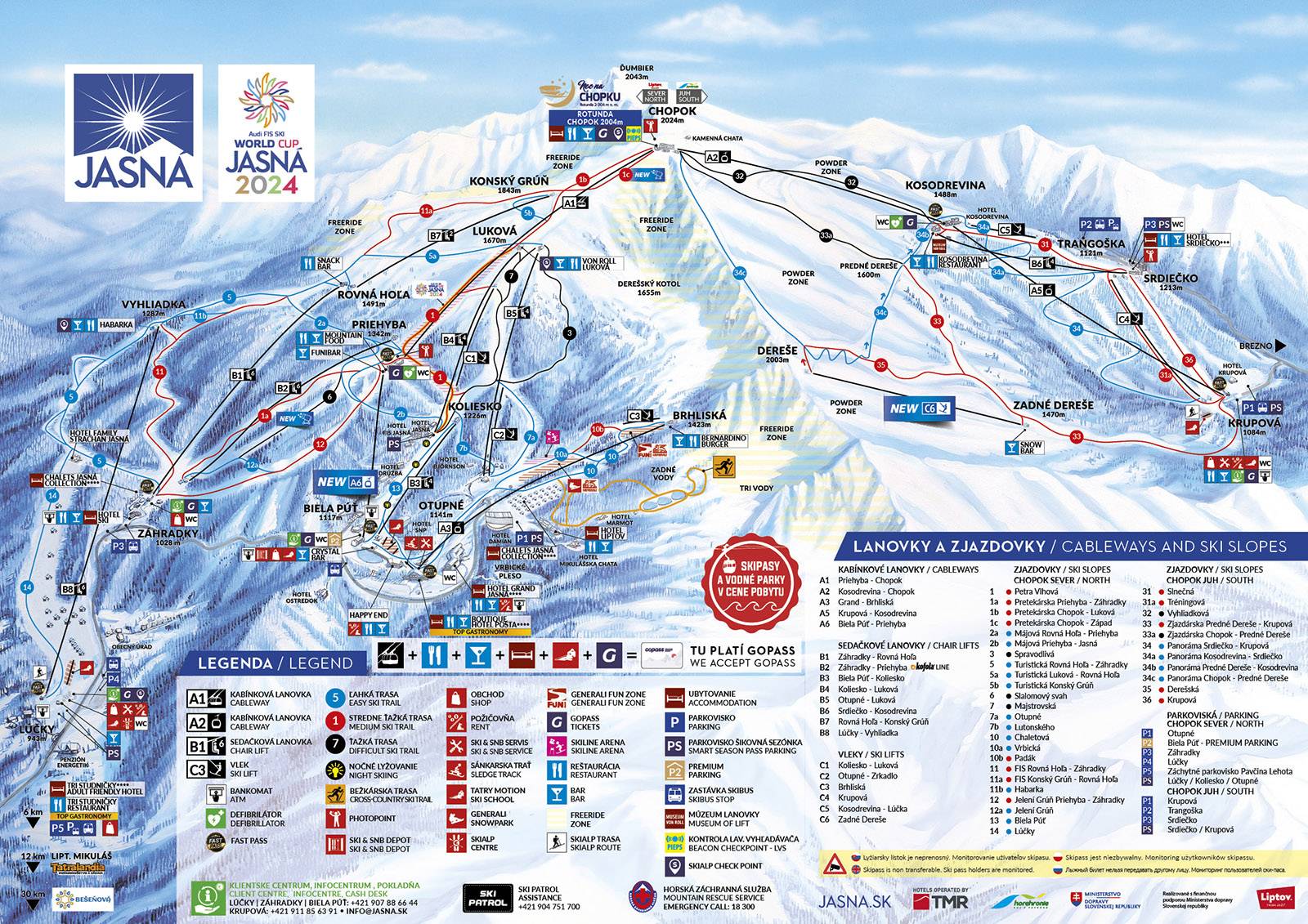 Piste map Jasna