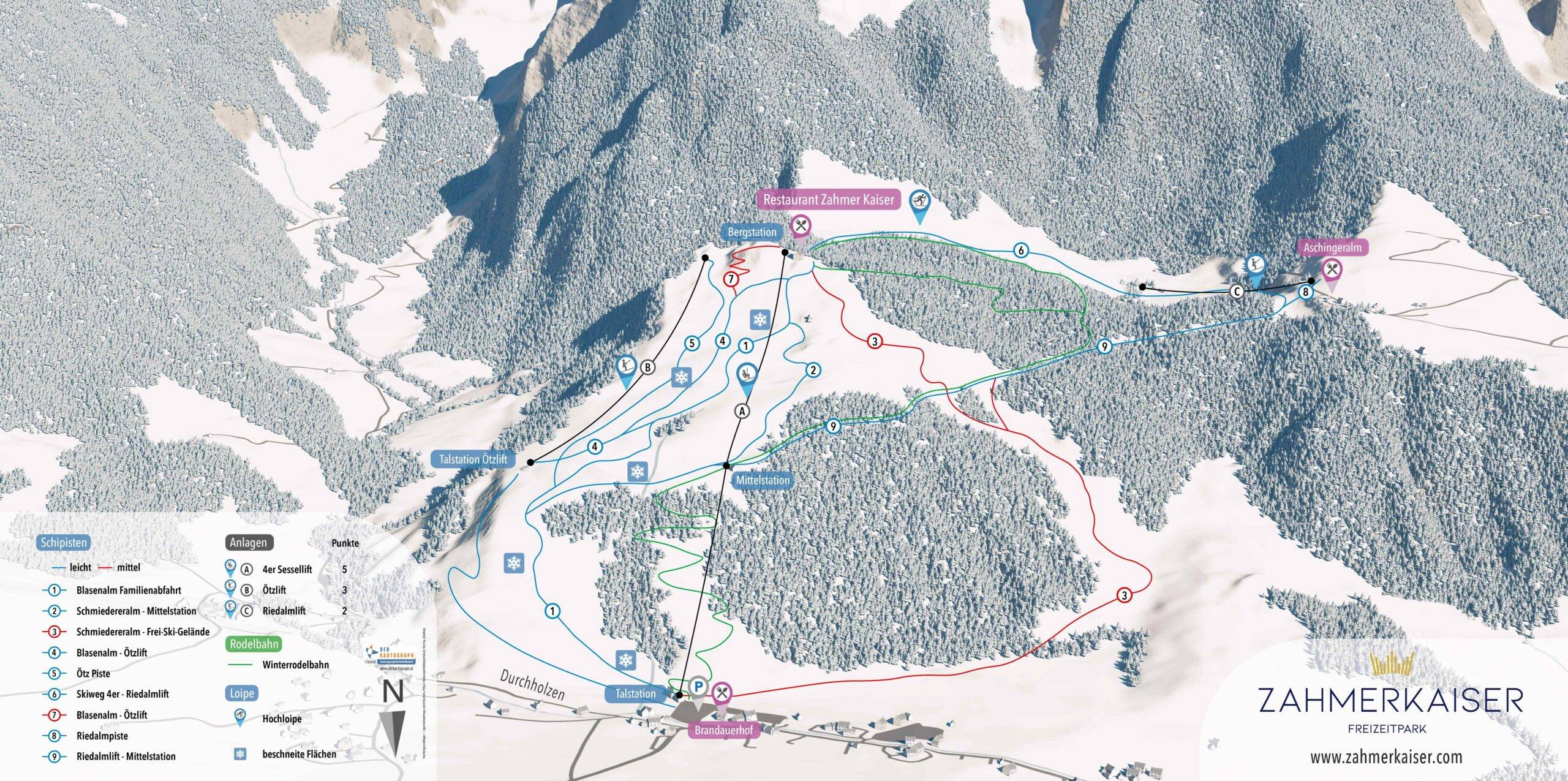 Piste map Zahmer Kaiser - Walchsee