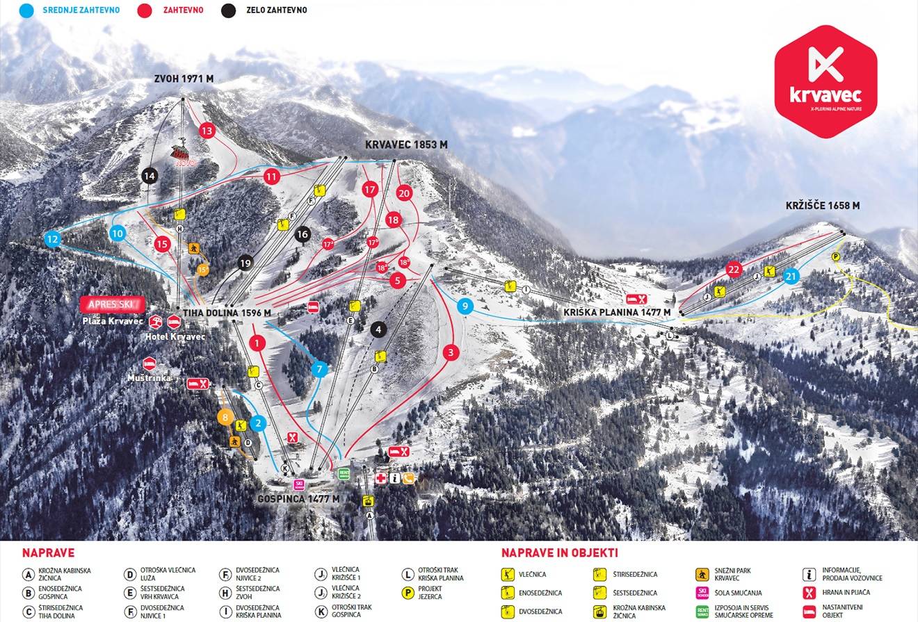 Piste map Krvavec