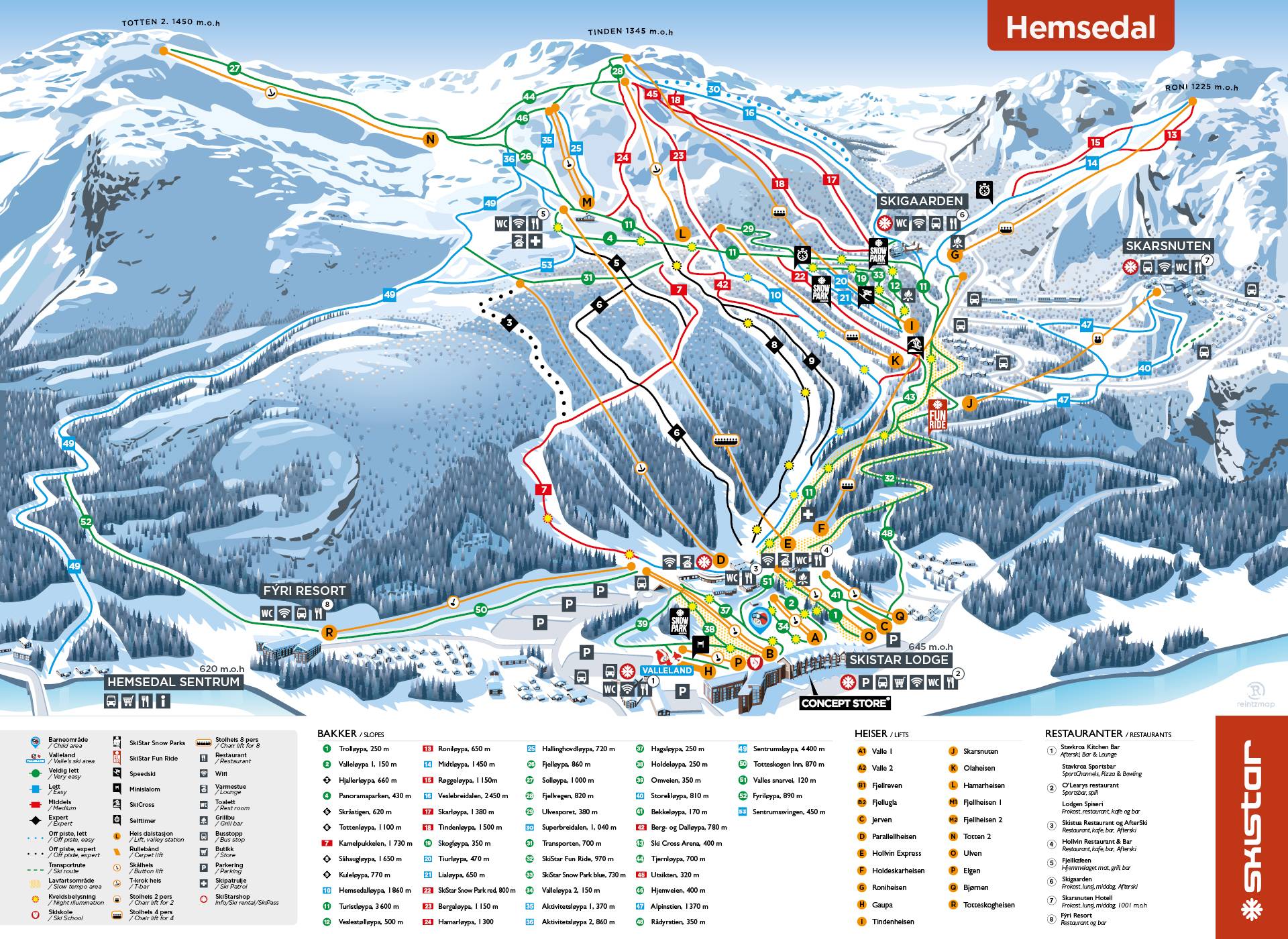 Piste map Hemsedal