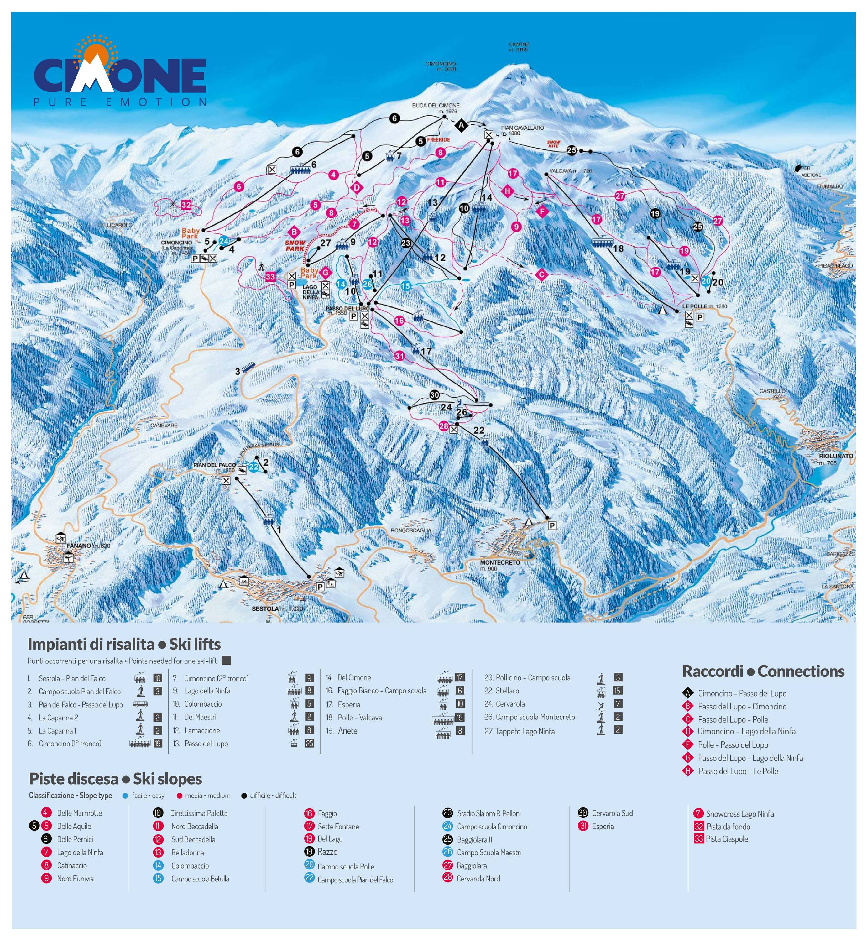 Piste map Cimone