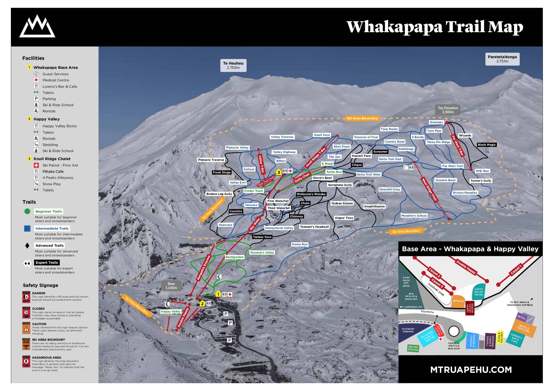 Piste map Whakapapa (Mount Ruapehu)