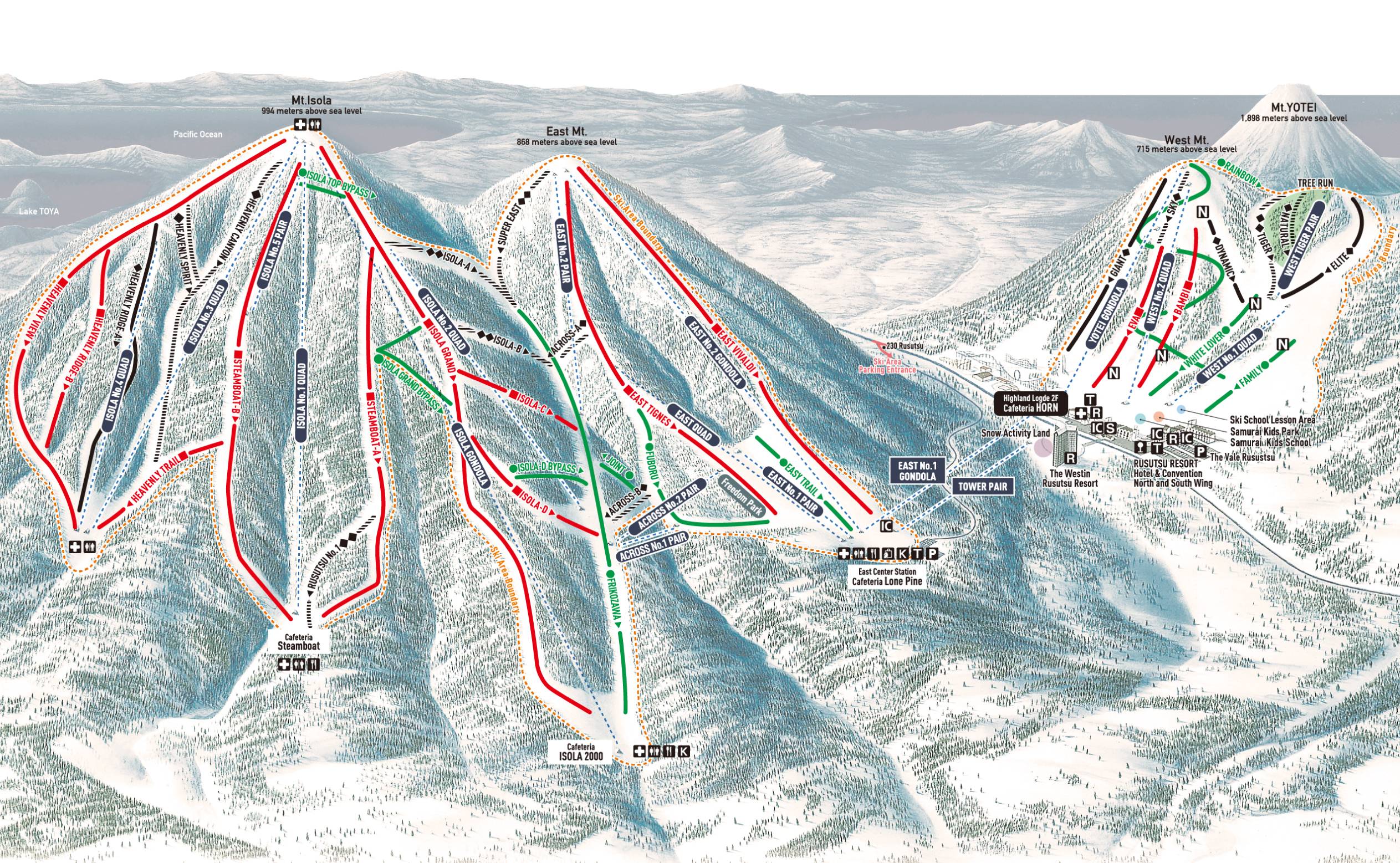 Piste map Rusutsu