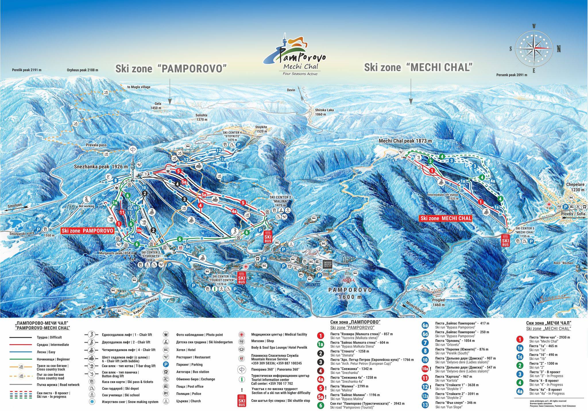 Piste map Pamporovo