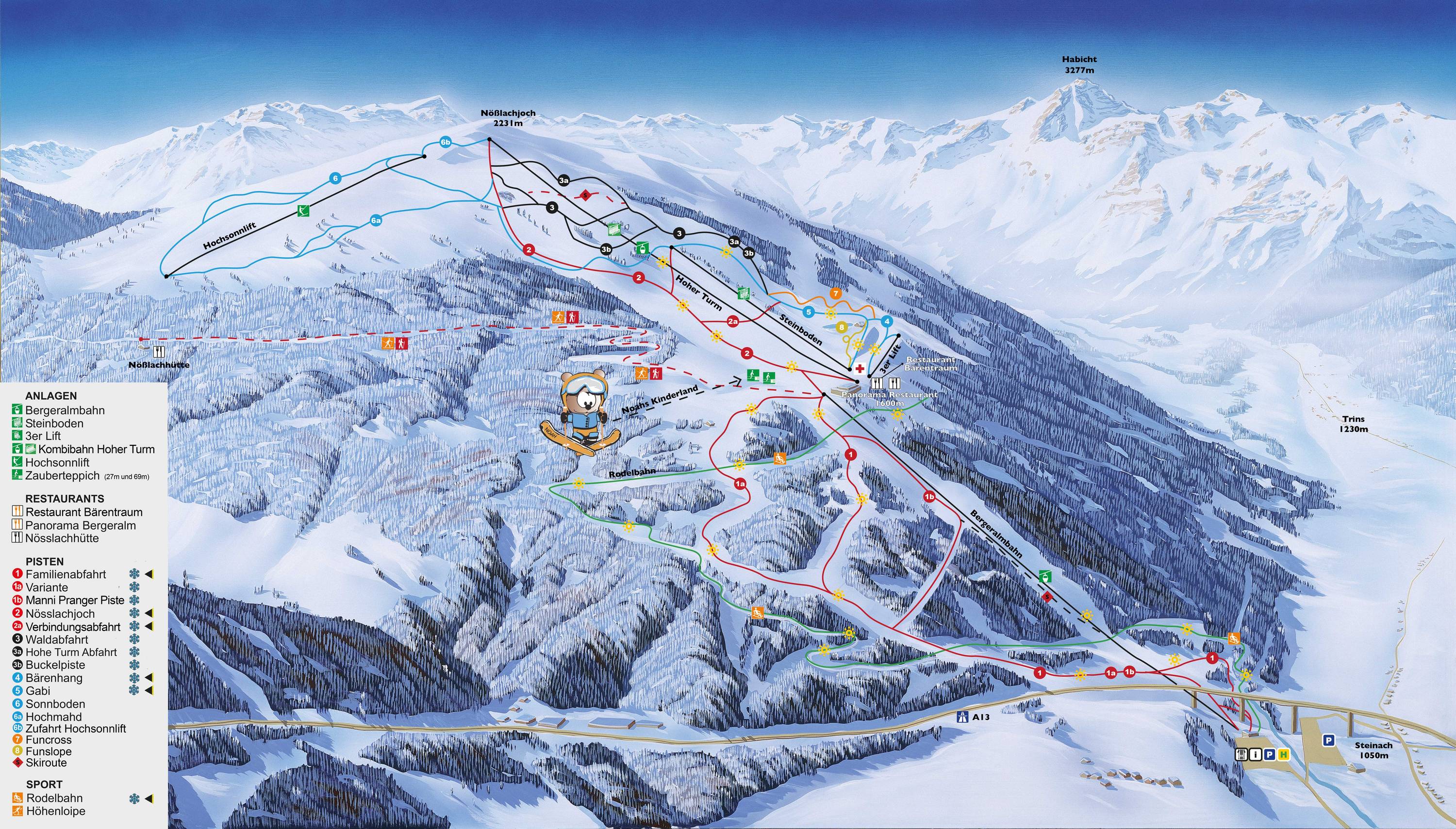 Piste map Bergeralm-Steinach am Brenner