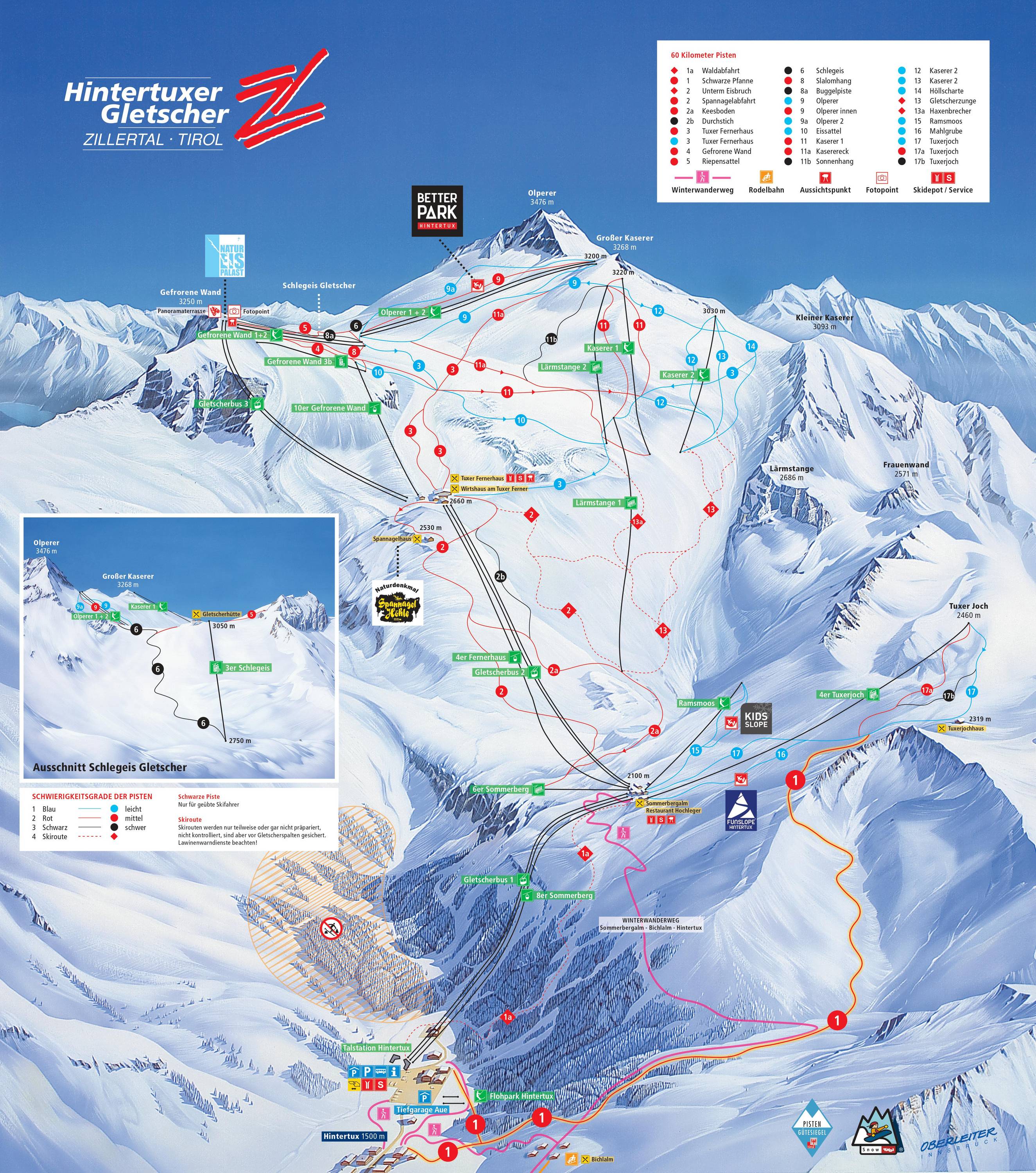 Piste map Hintertux Glacier