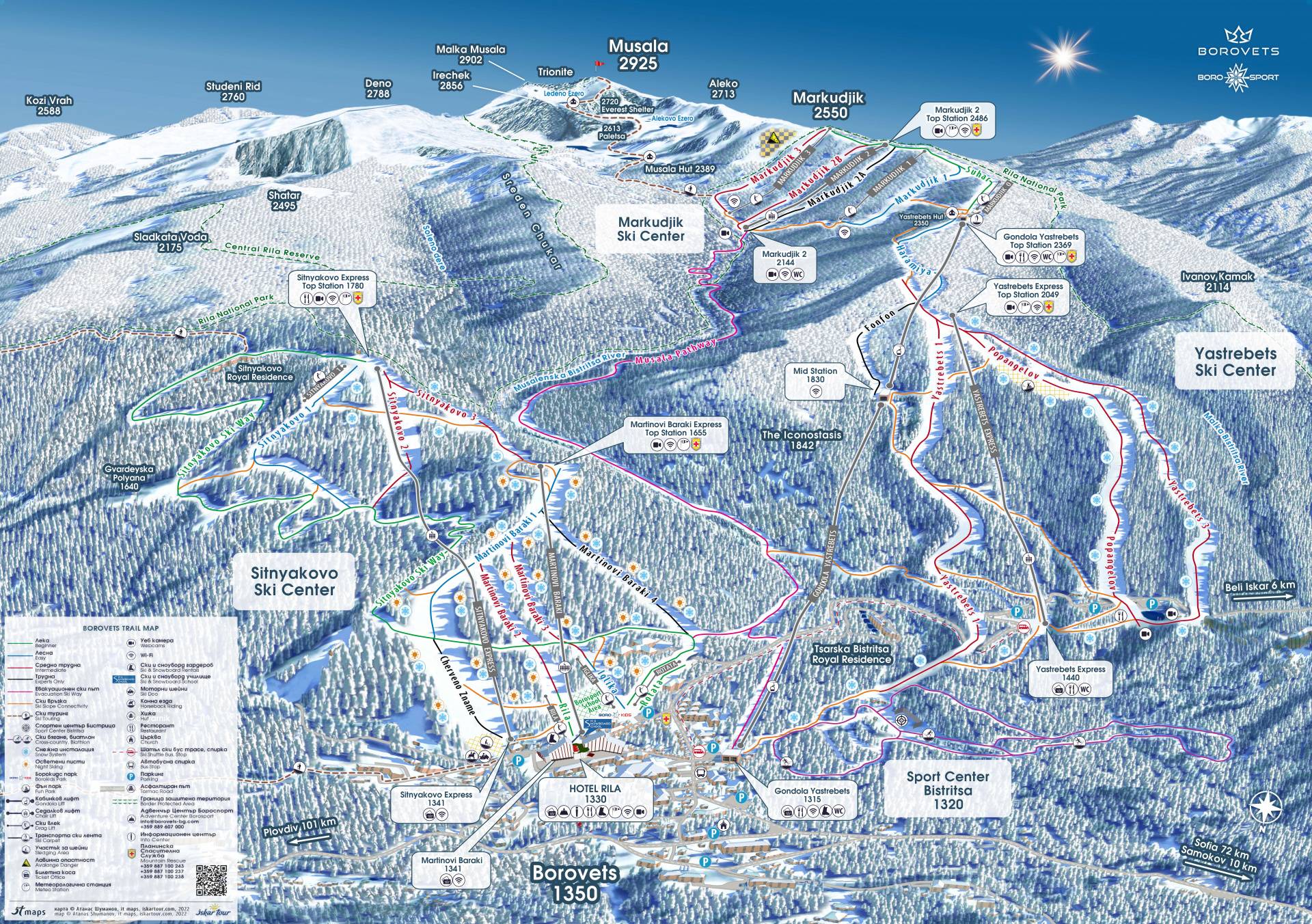 Piste map Borovets