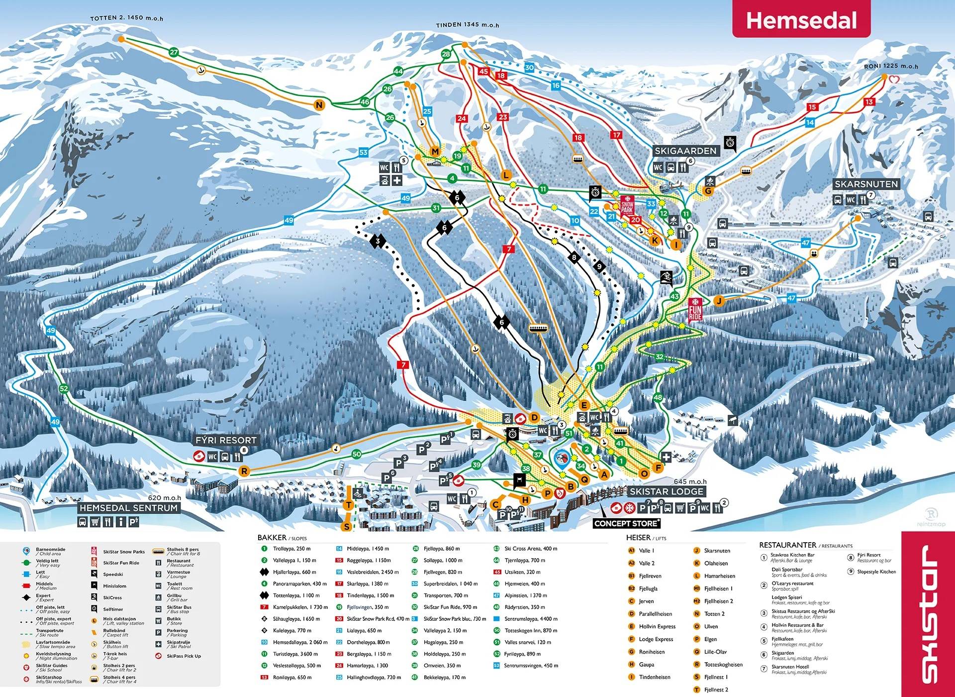 Piste map Hemsedal