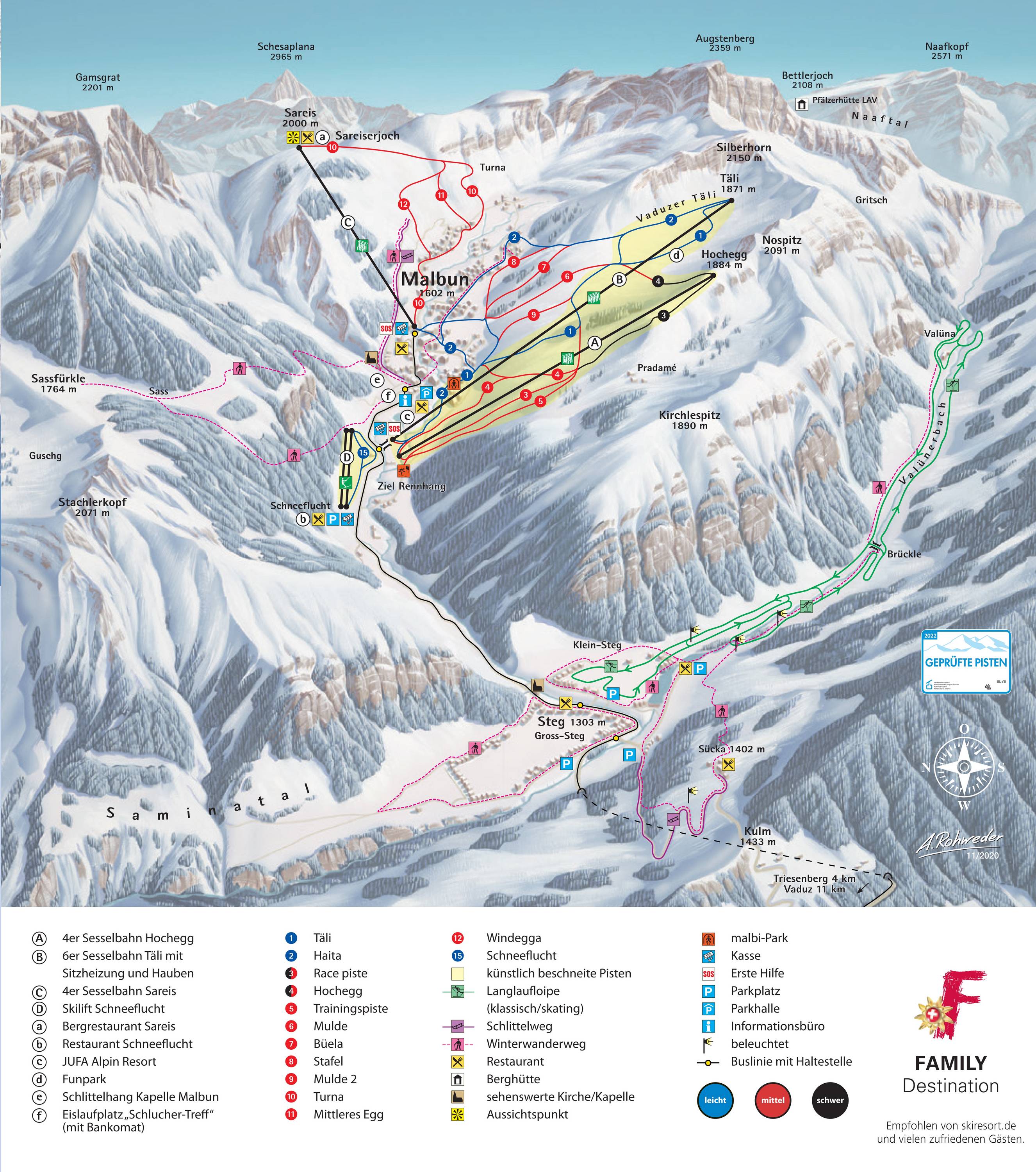 Piste map Malbun (Triesenberg)