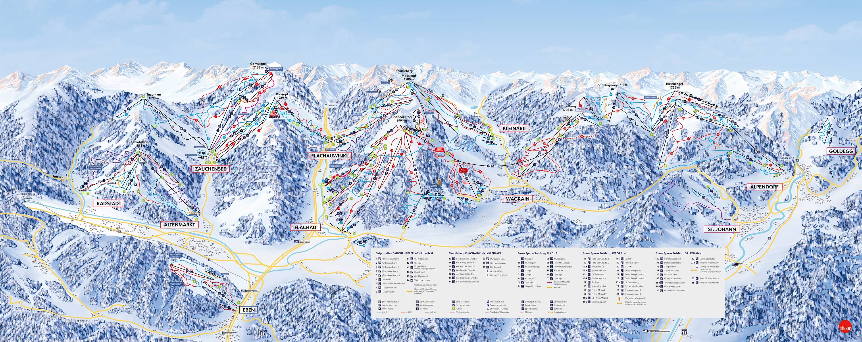 Piste map Sankt Johann im Pongau-Alpendorf