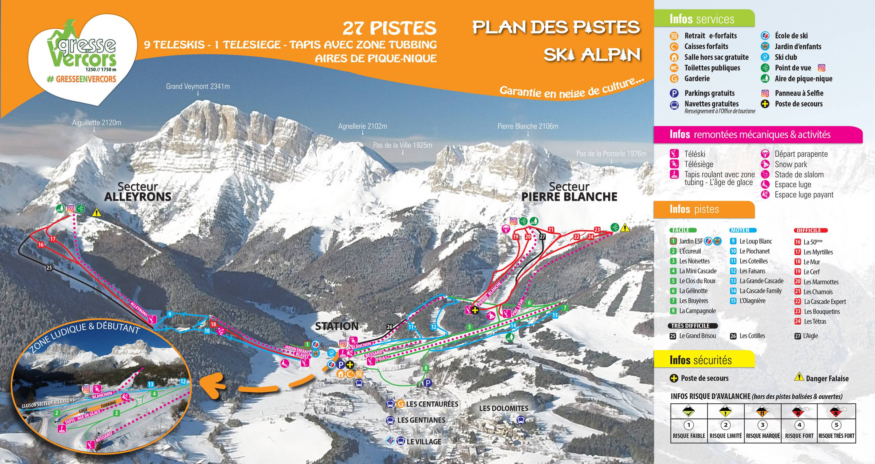 Piste map Gresse en Vercors