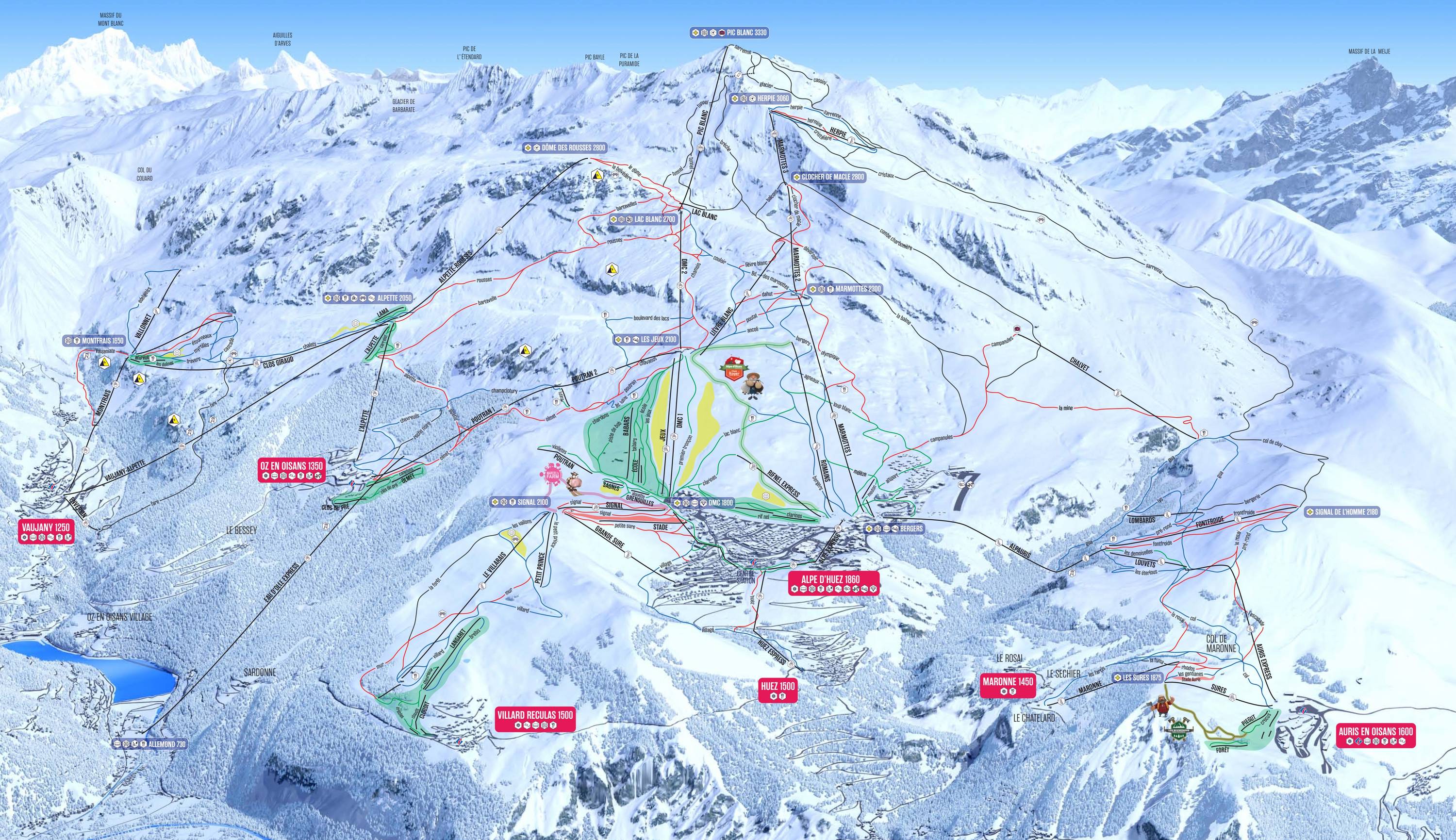 Pistkarta Alpe d'Huez