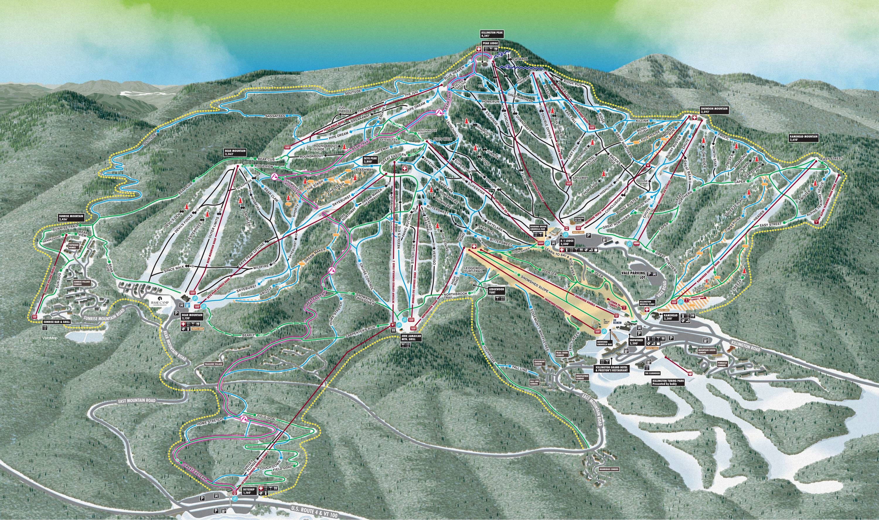 Piste map Killington Mountains