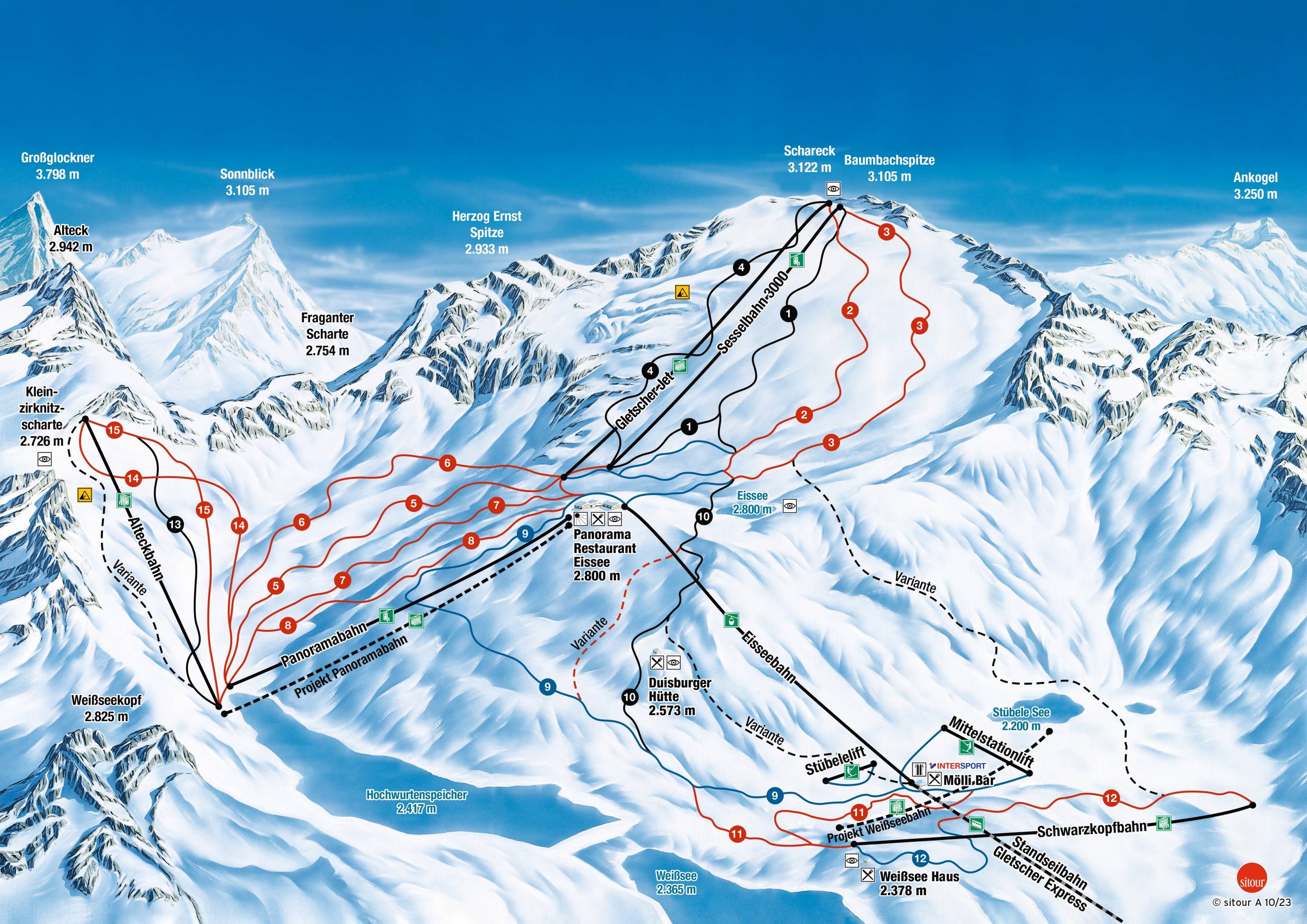 Piste map Mlltaler Gletscher