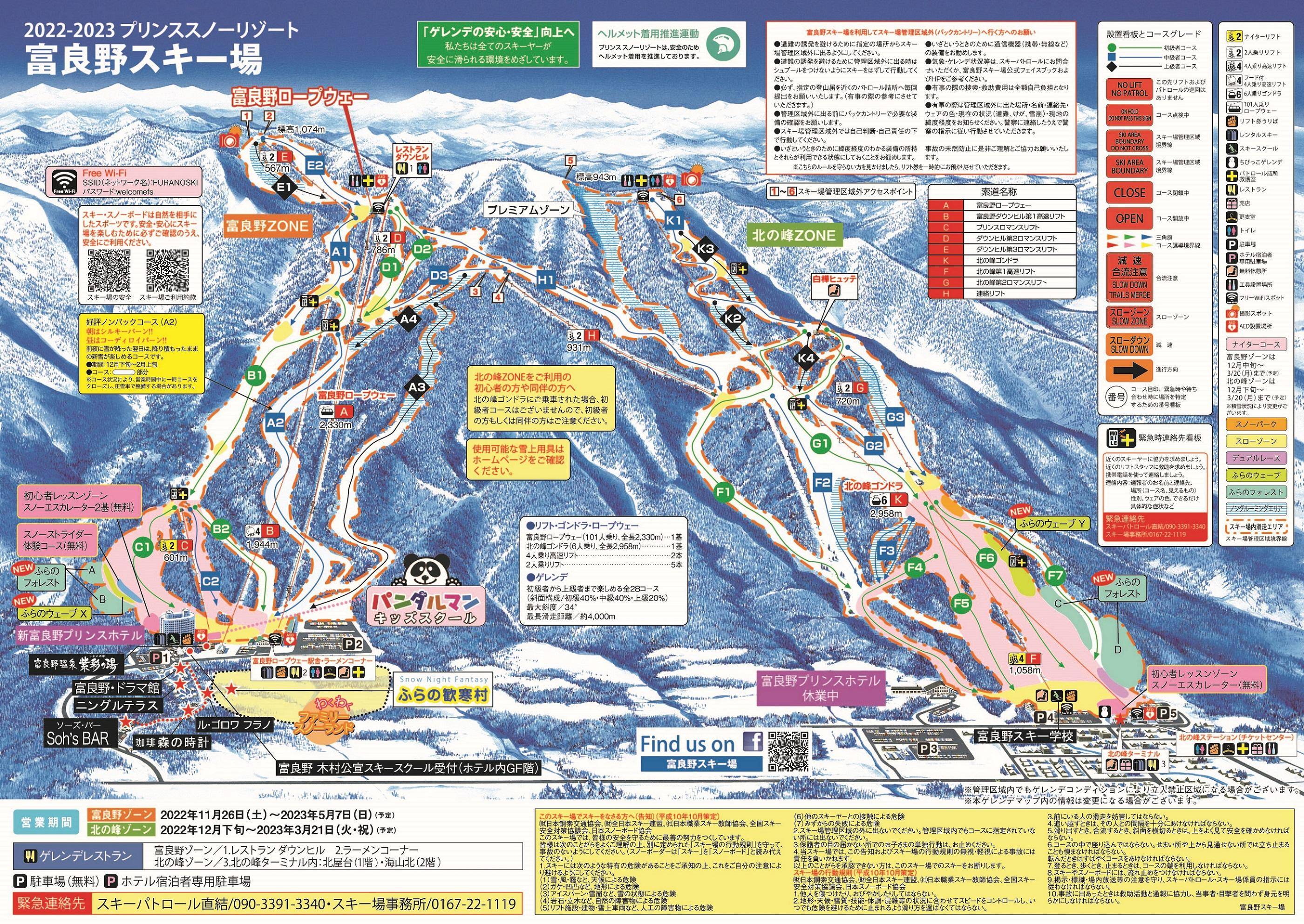 Piste map Furano