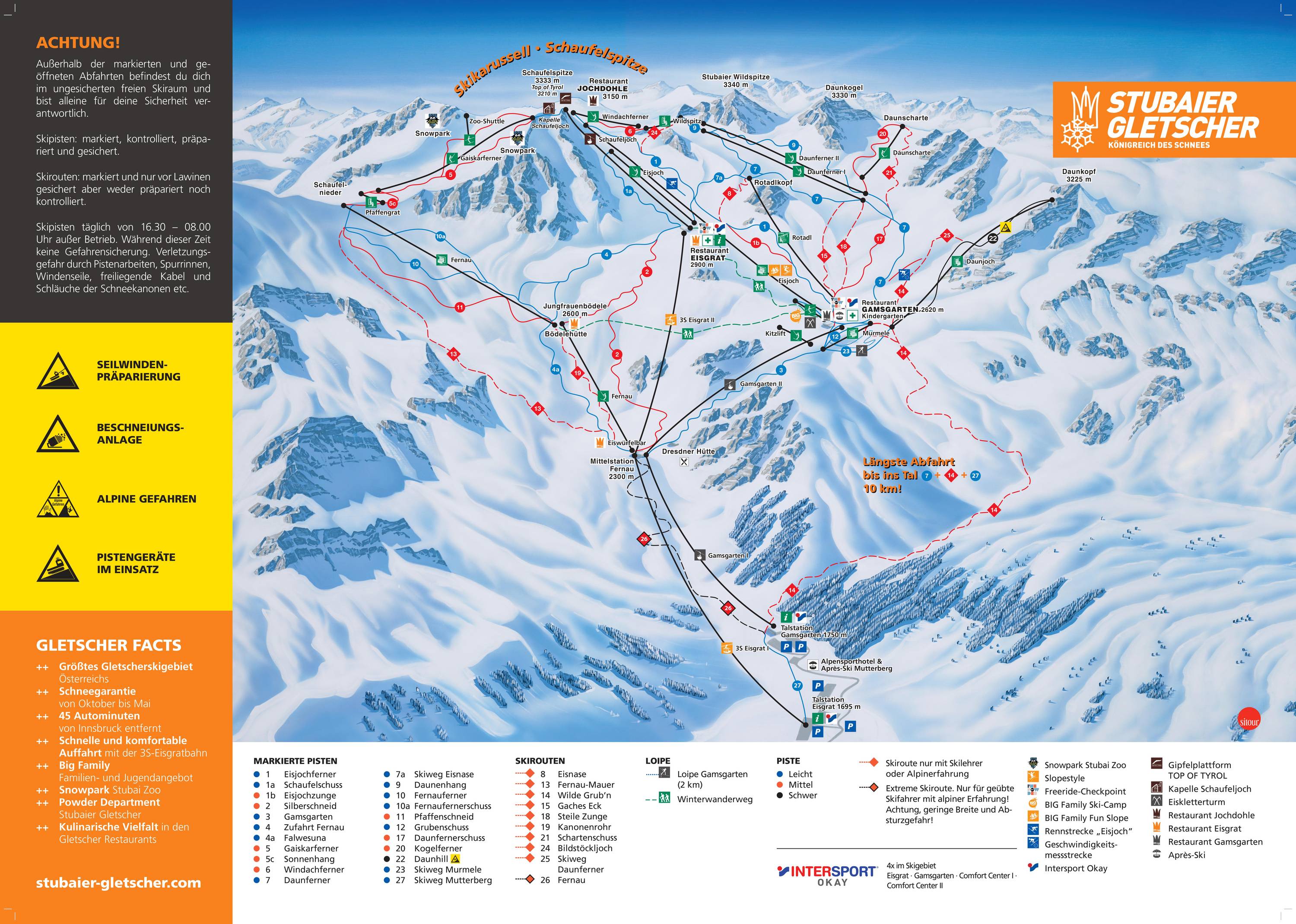 Piste map Stubai Gletscher