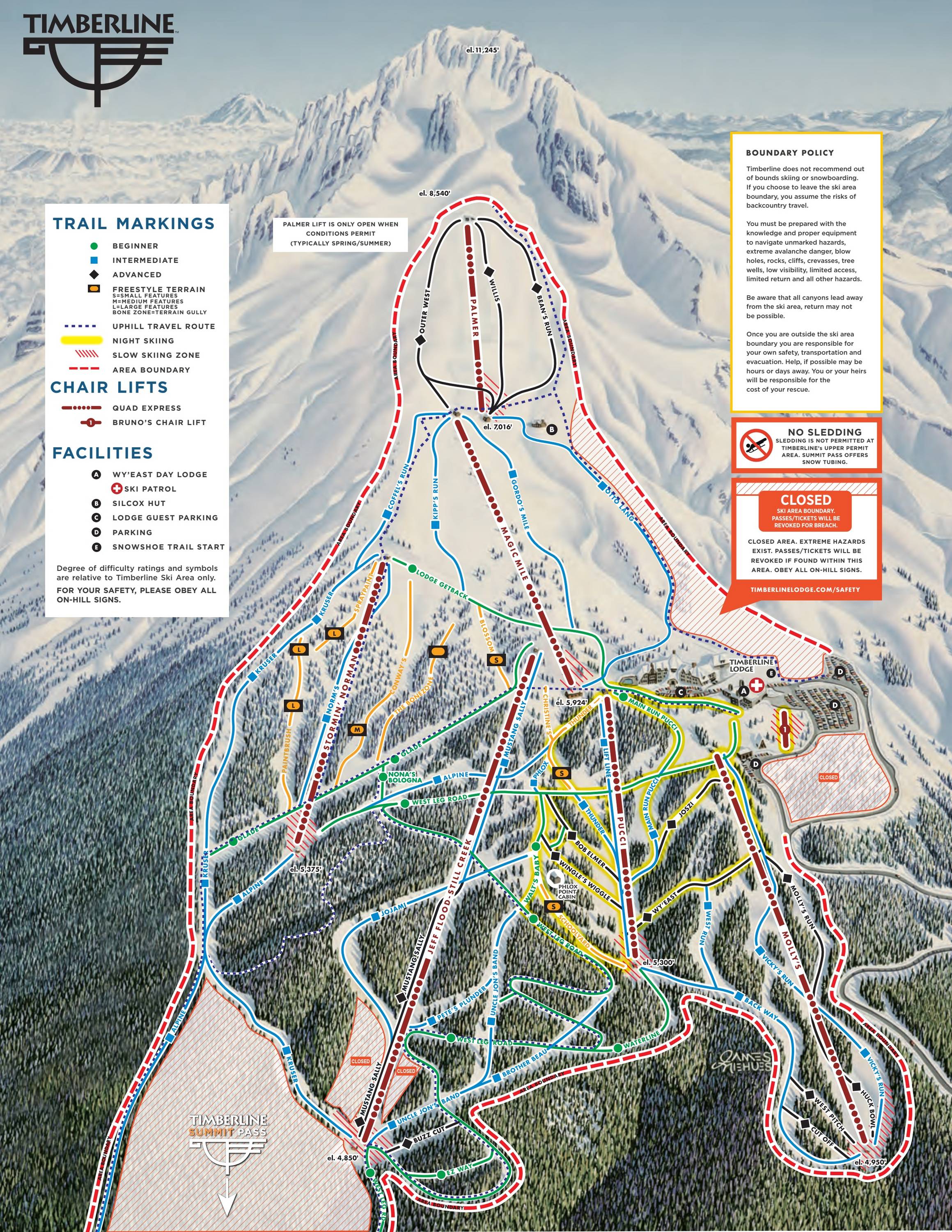 Piste map Timberline