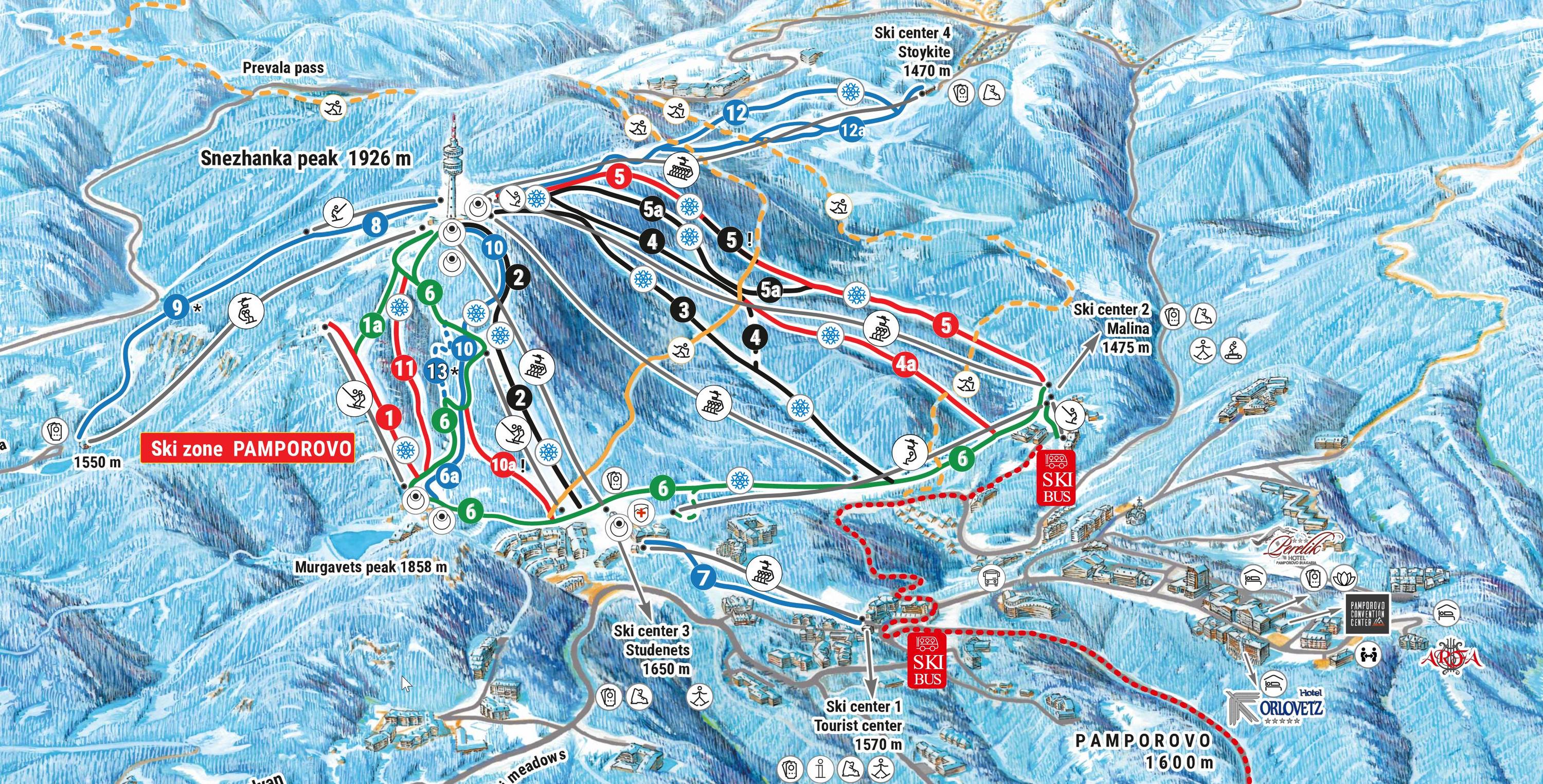 Piste map Pamporovo