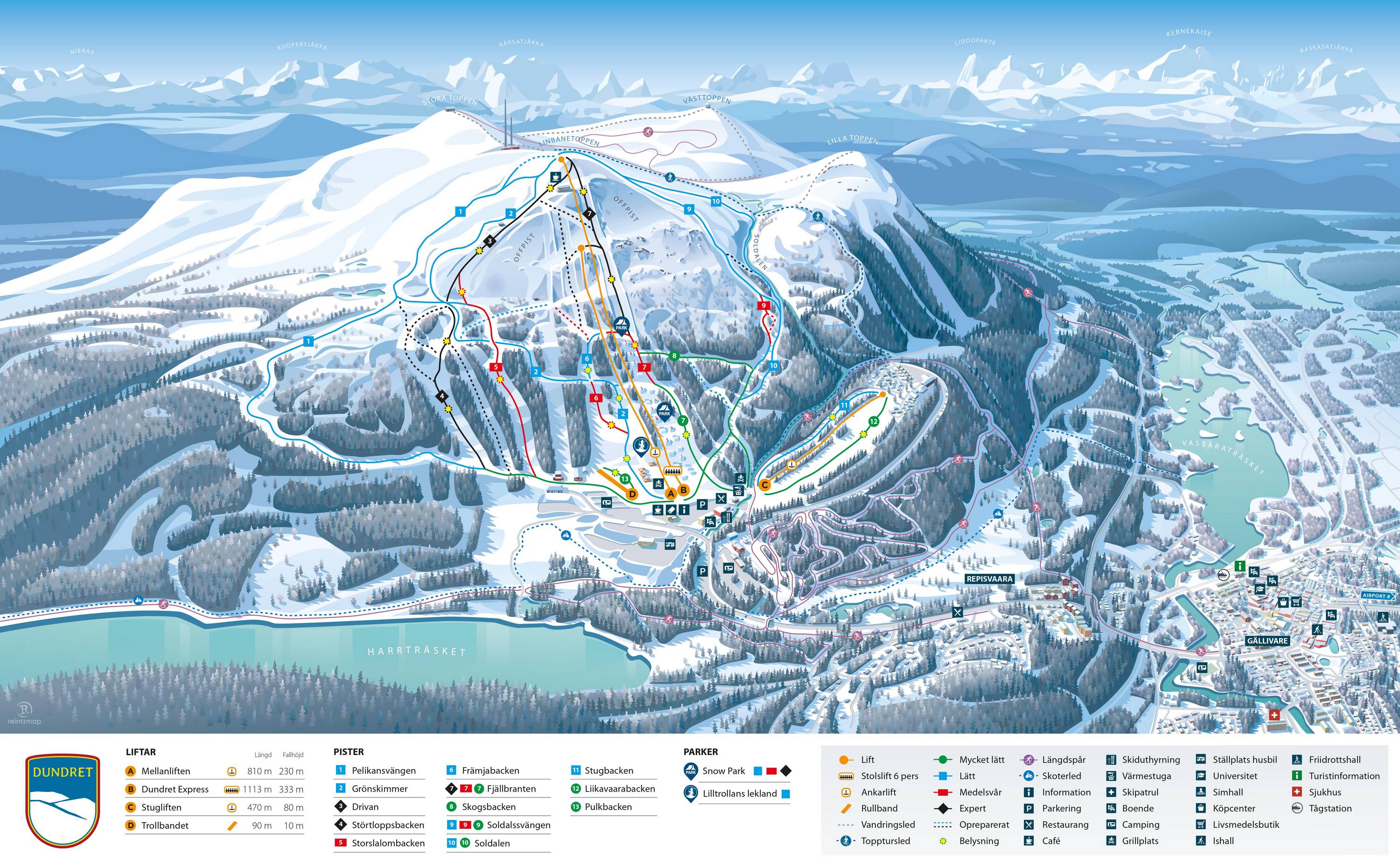 Piste map Dundret (Gllivare)