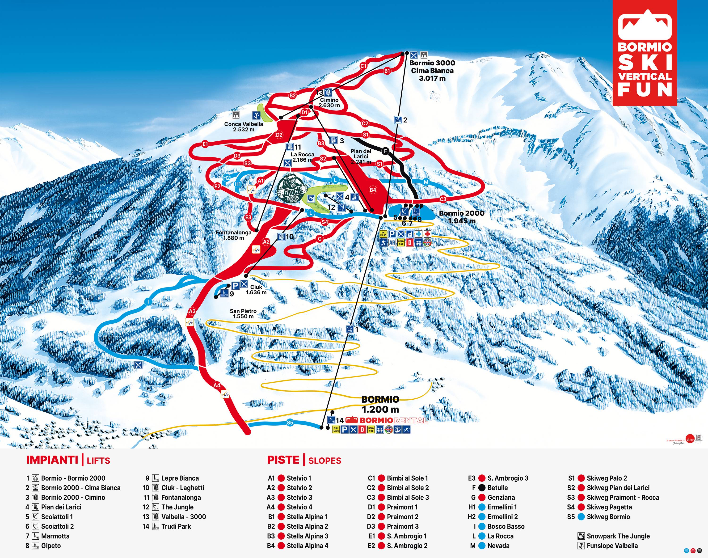 Piste map Bormio