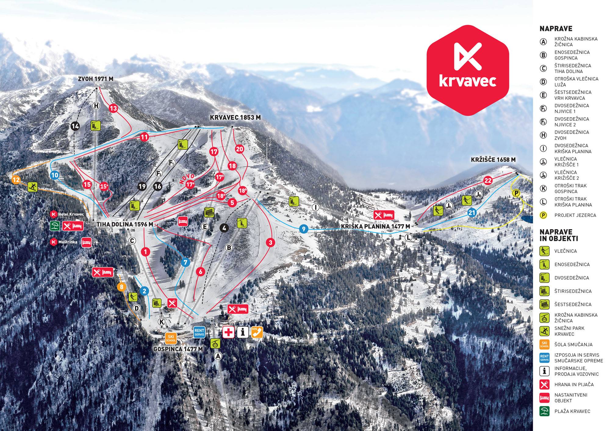 Piste map Krvavec