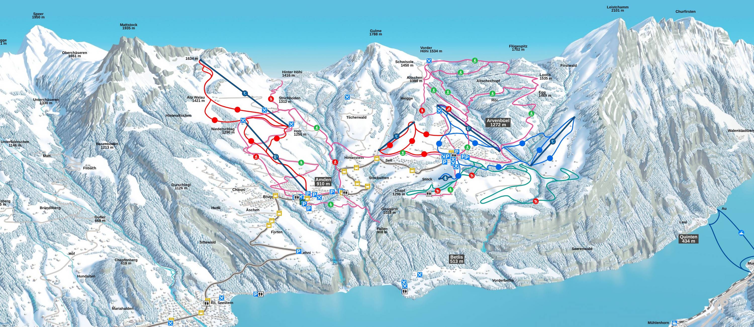 Piste map Amden-Arvenbel