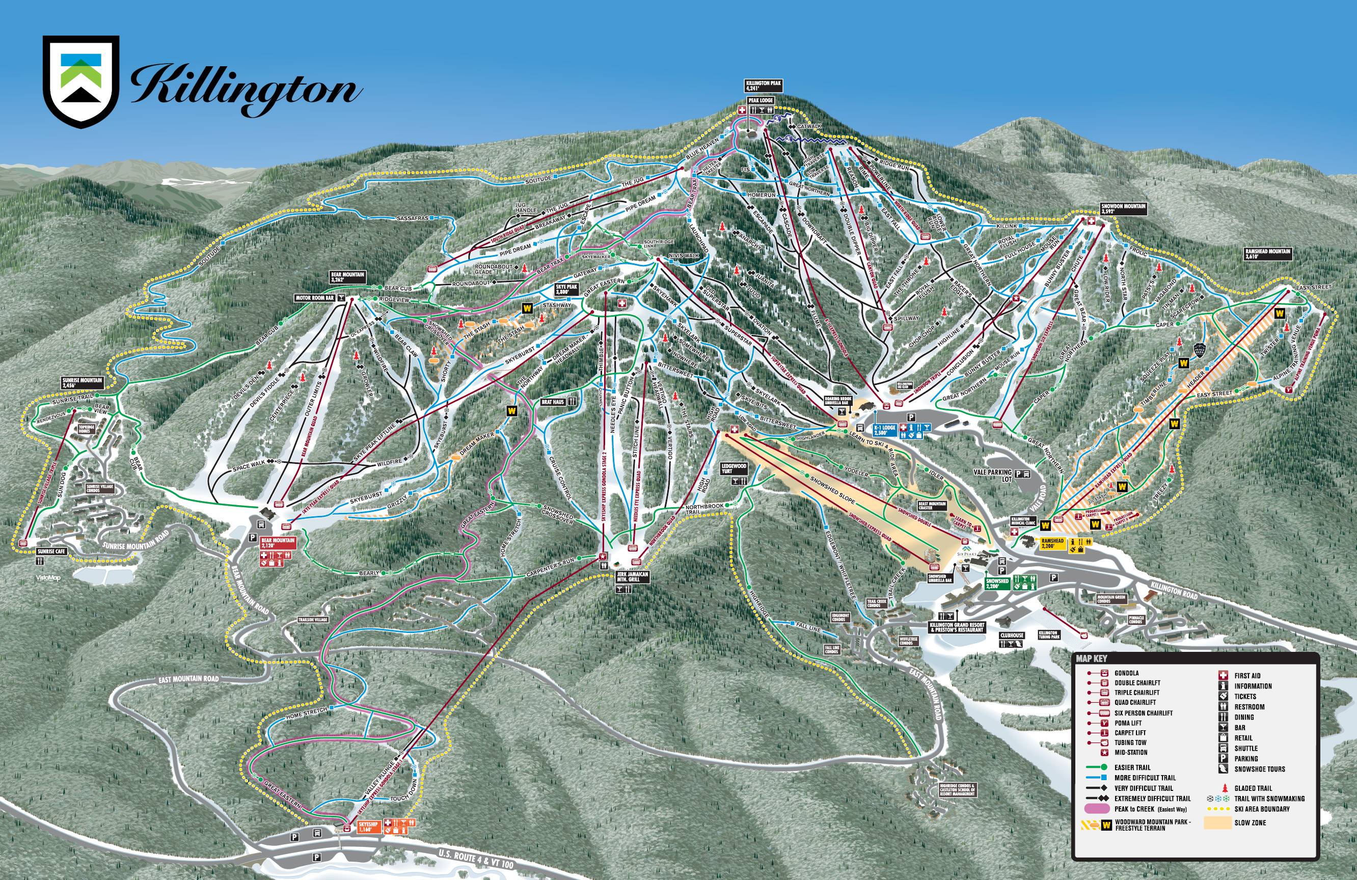 Piste map Killington Mountains