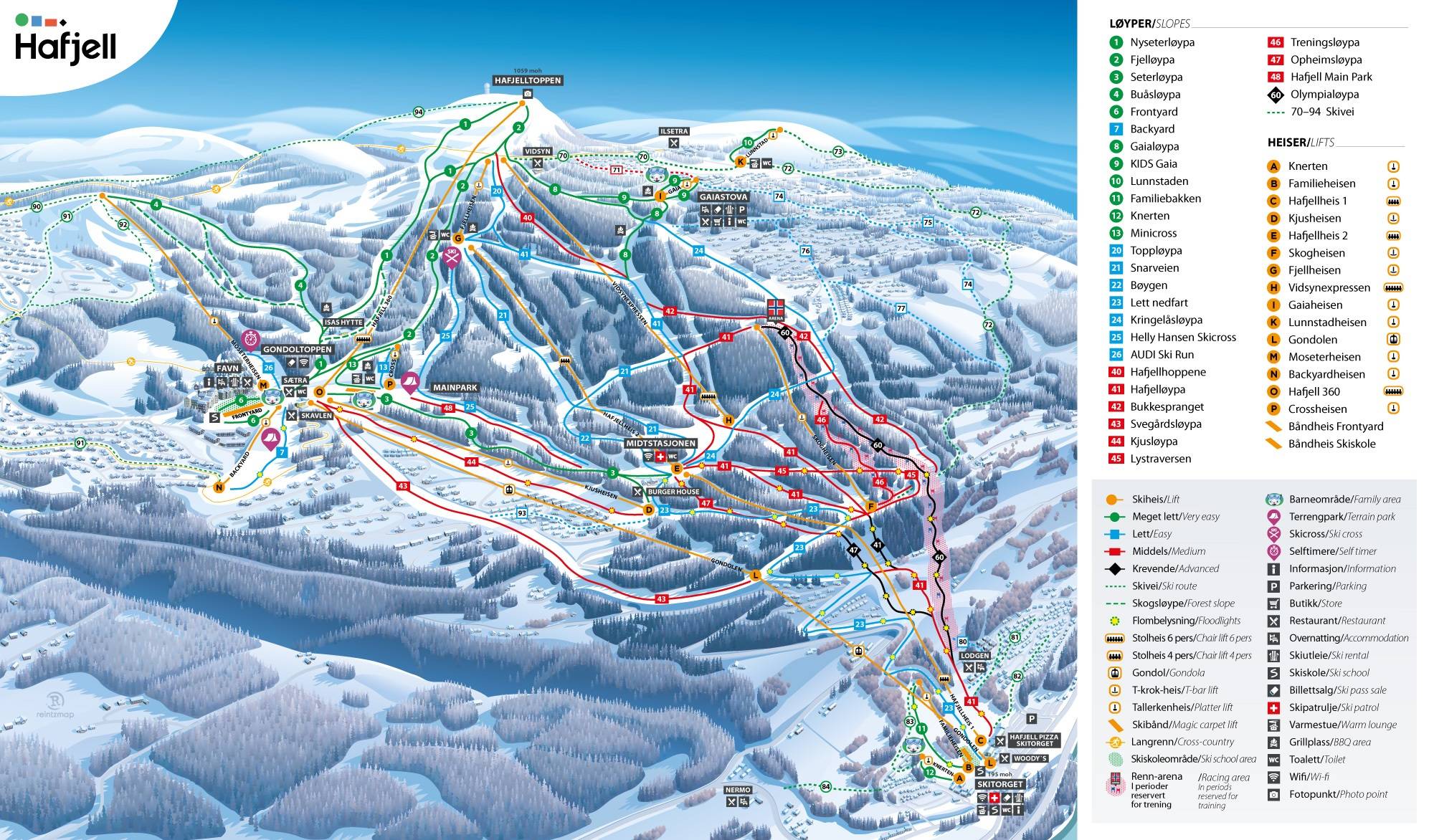 Pistkarta Hafjell (Lillehammer)