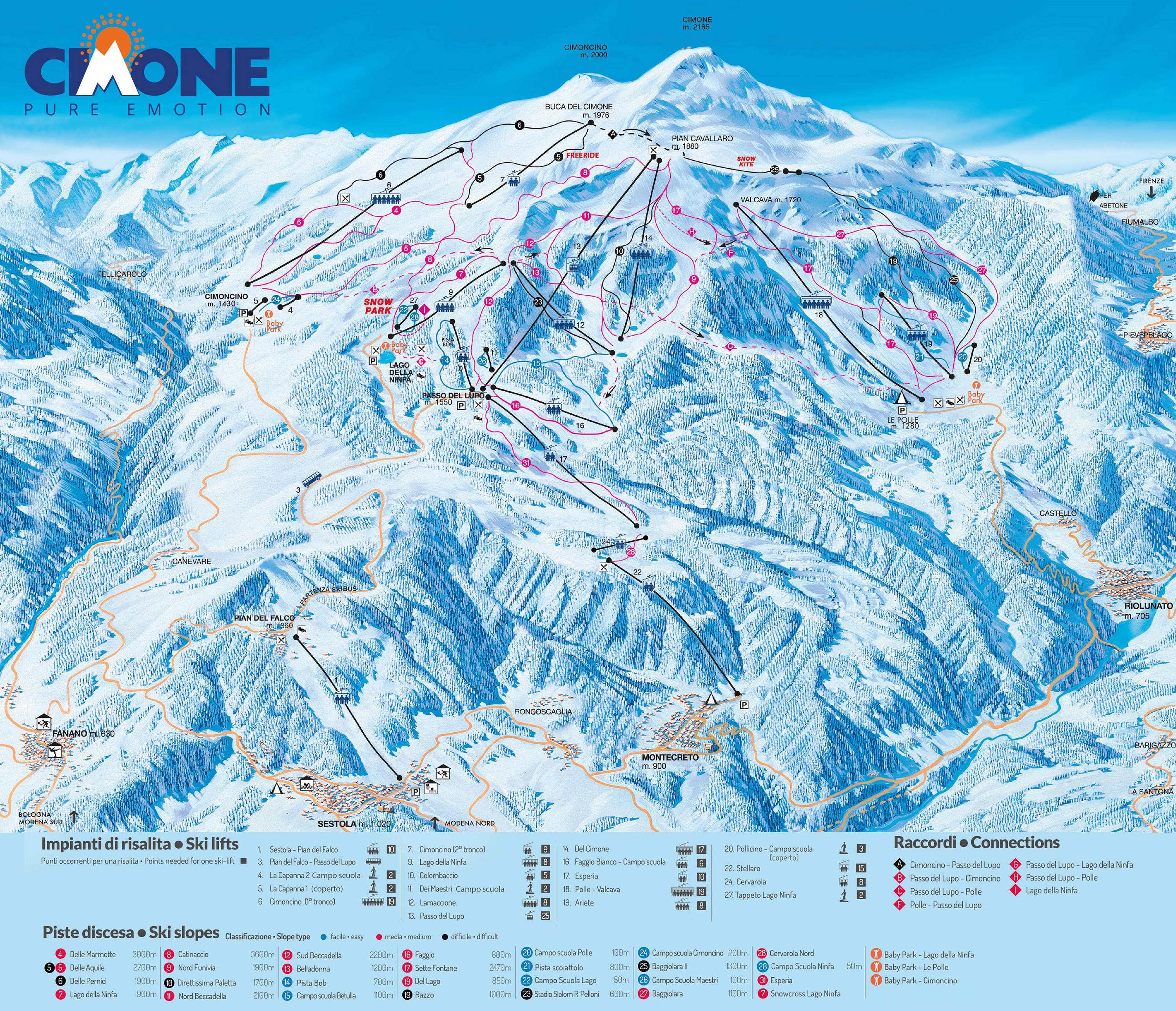 Piste map Cimone