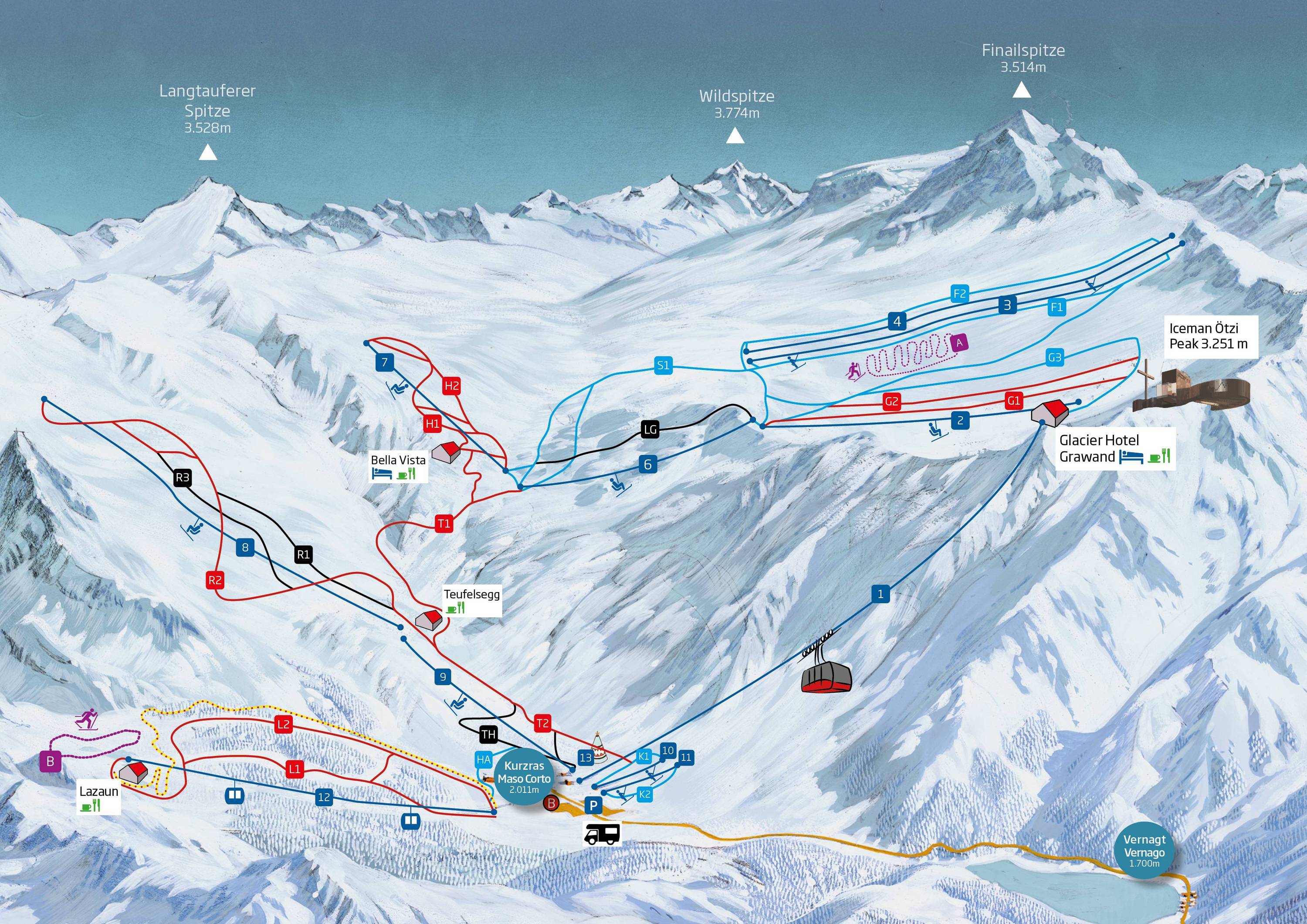 Piste map Val Senales (Schnalstaler Gletscher)