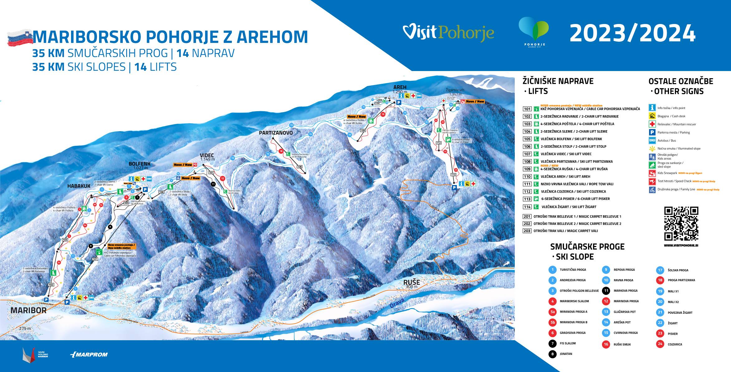 Piste map Mariborsko Pohorje (Maribor)