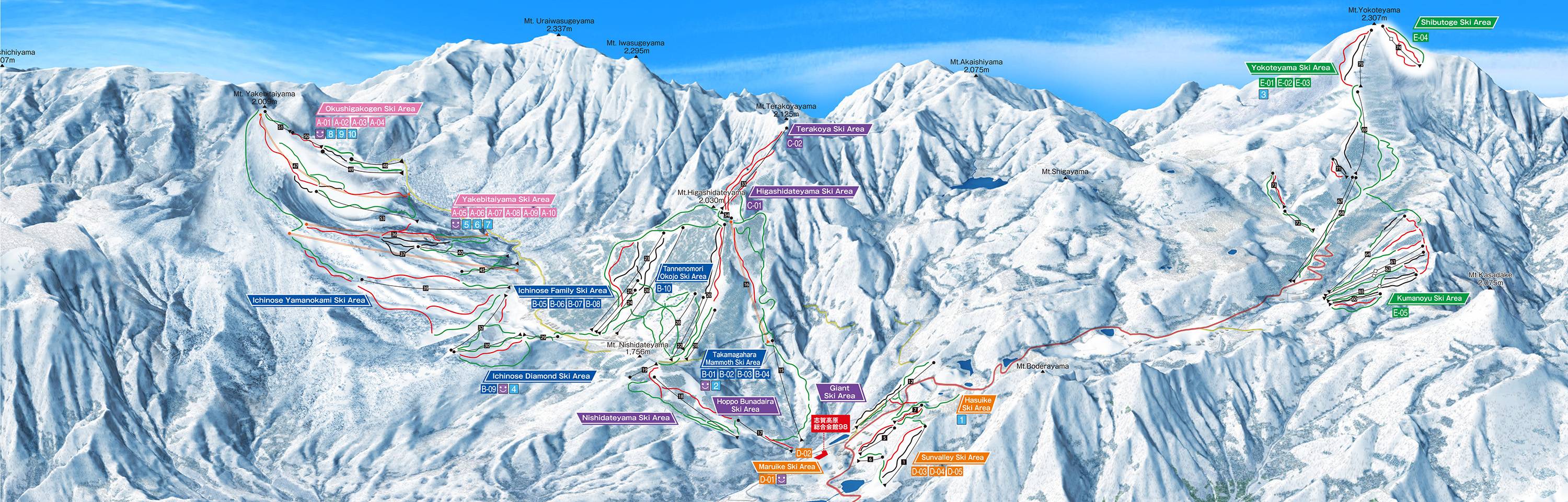 Piste map Shiga Kogen