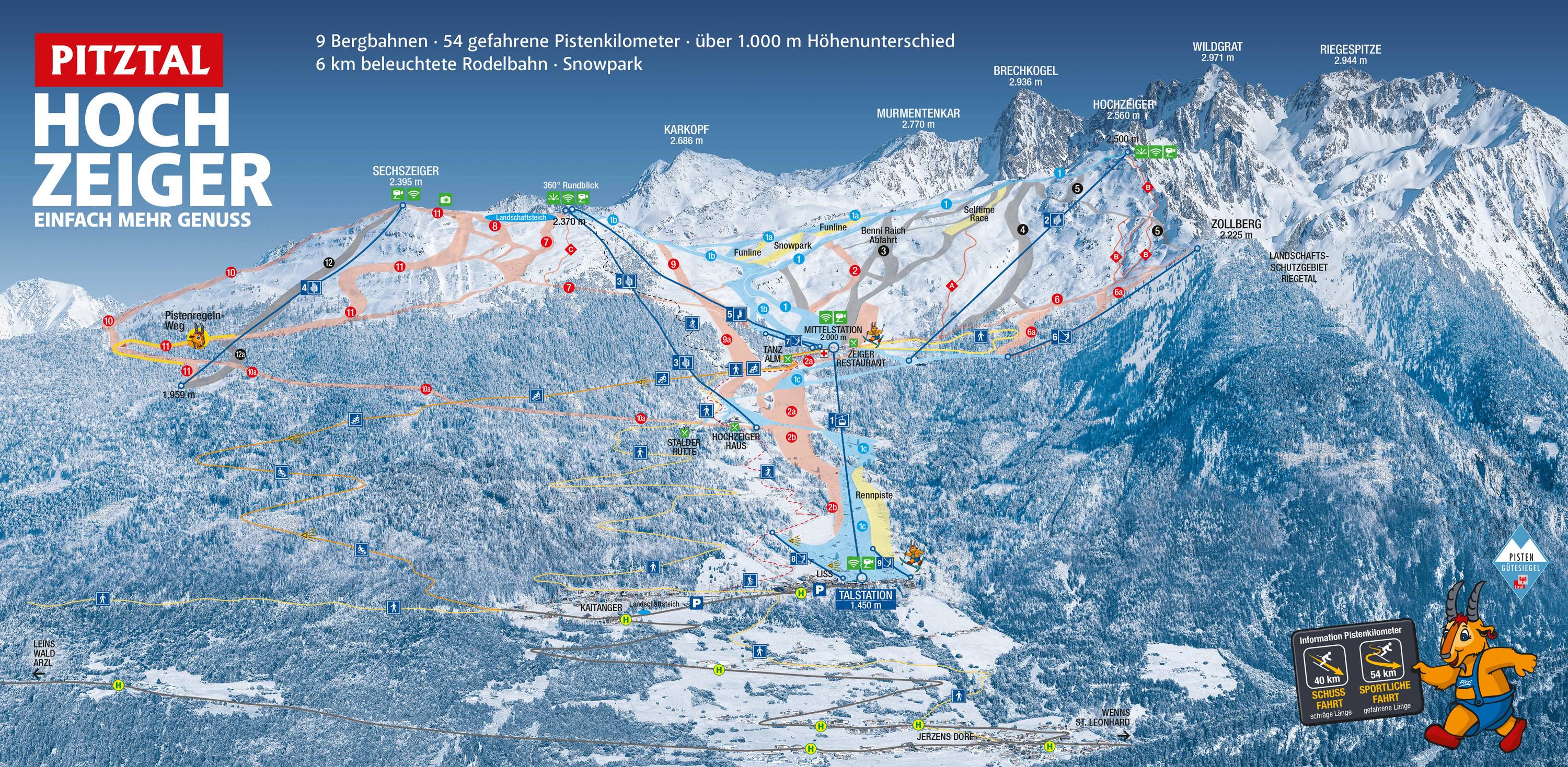 Pistkarta Hochzeiger - Jerzens