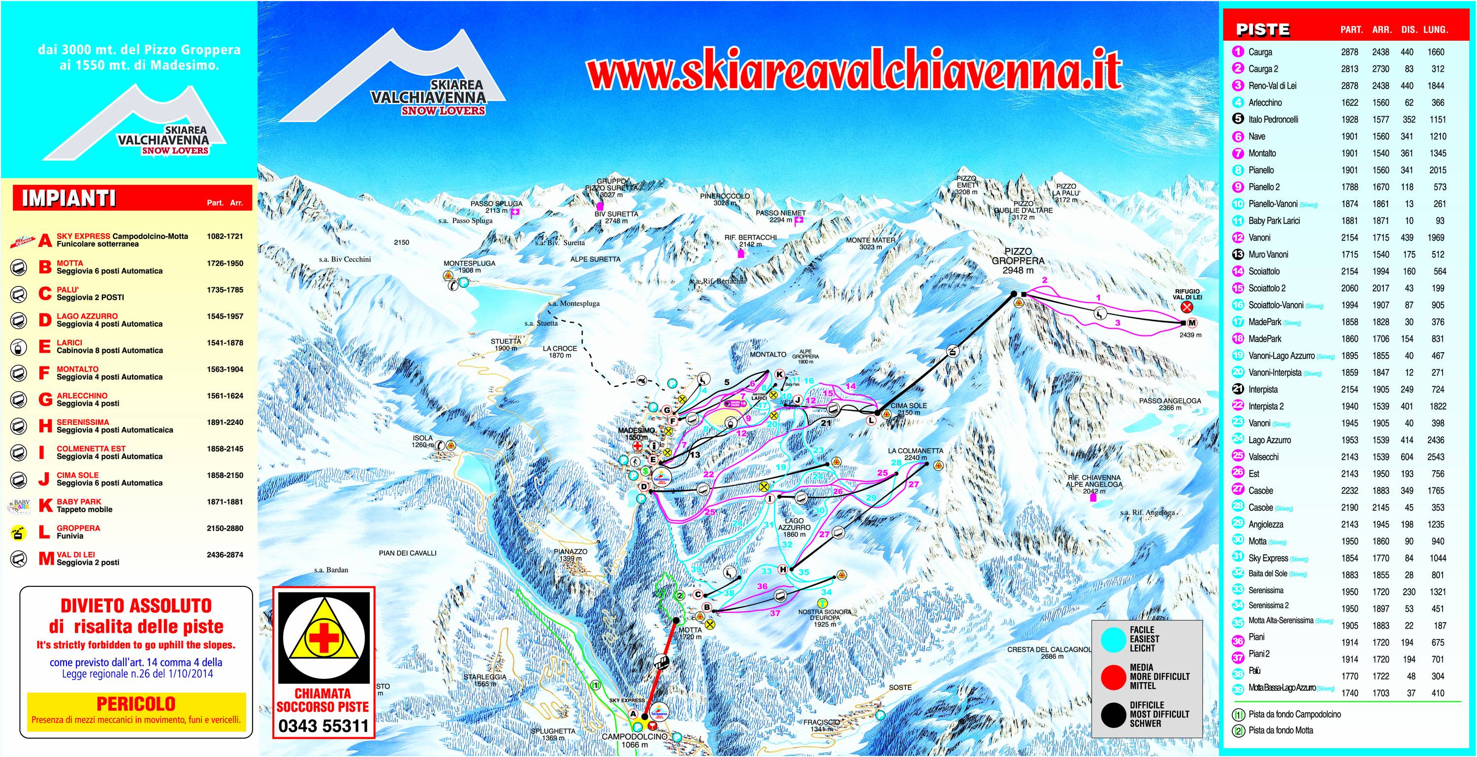 Piste map Madesimo