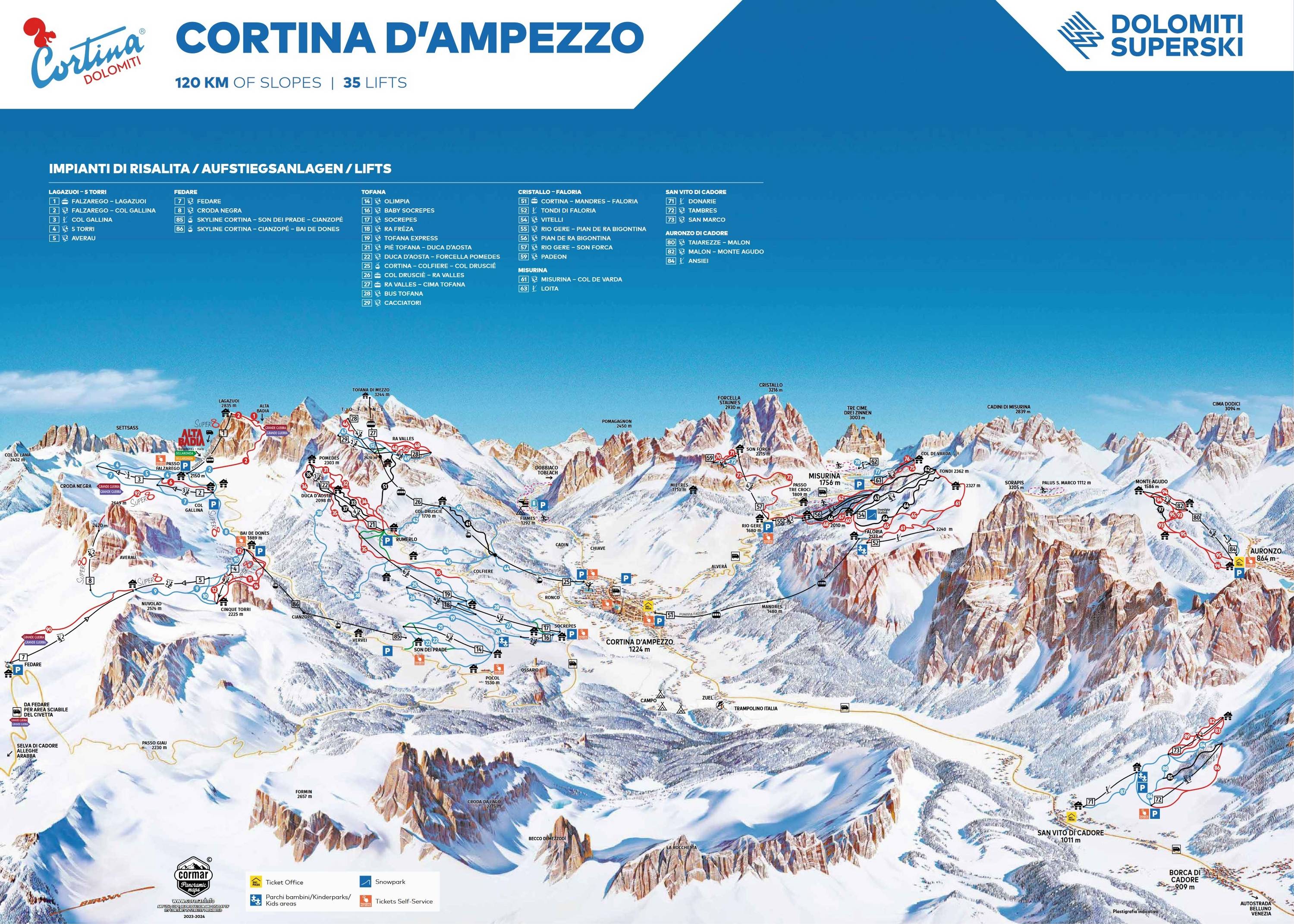 Piste map Cortina d'Ampezzo