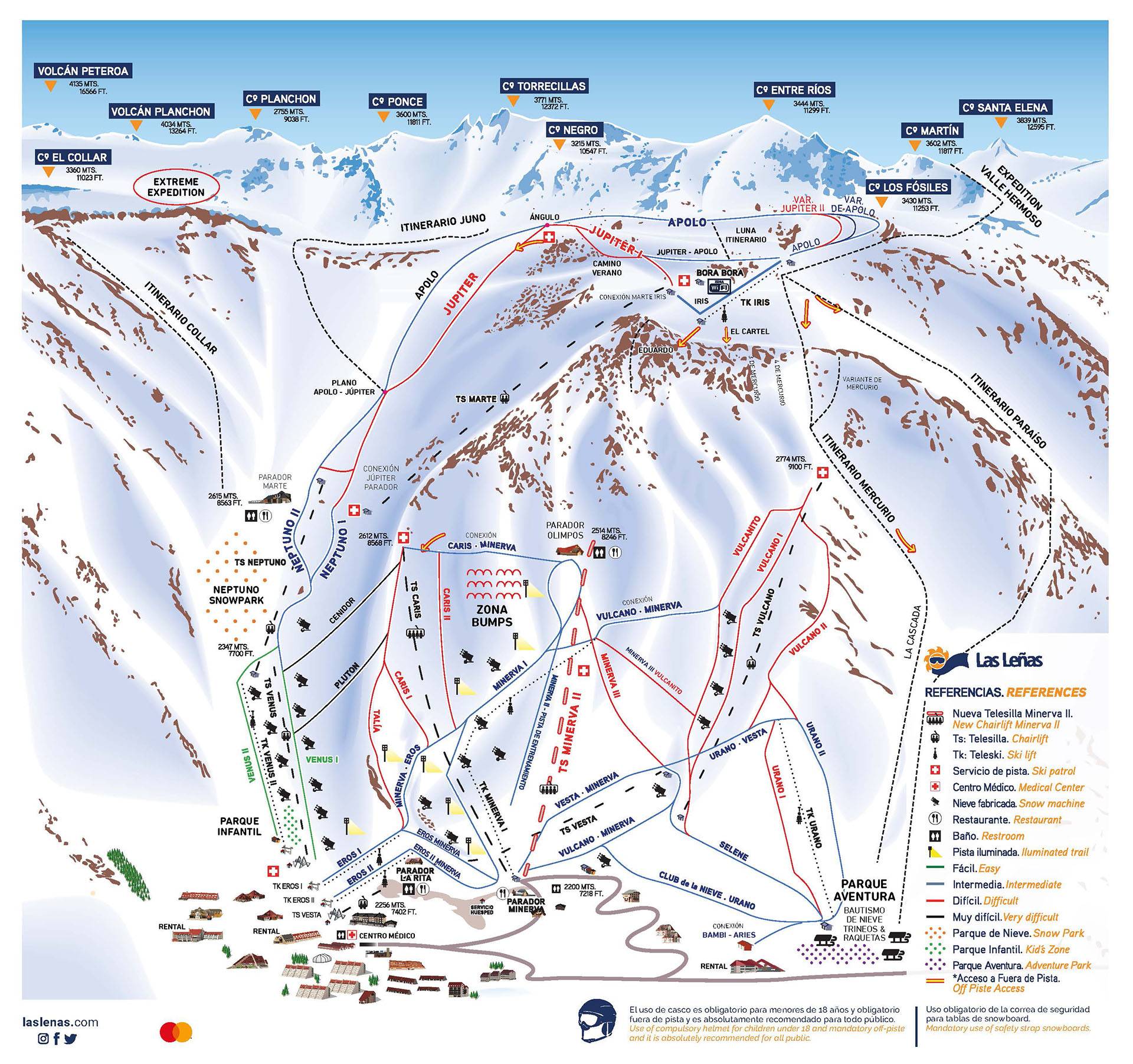 Piste map Valle de Las Lenas