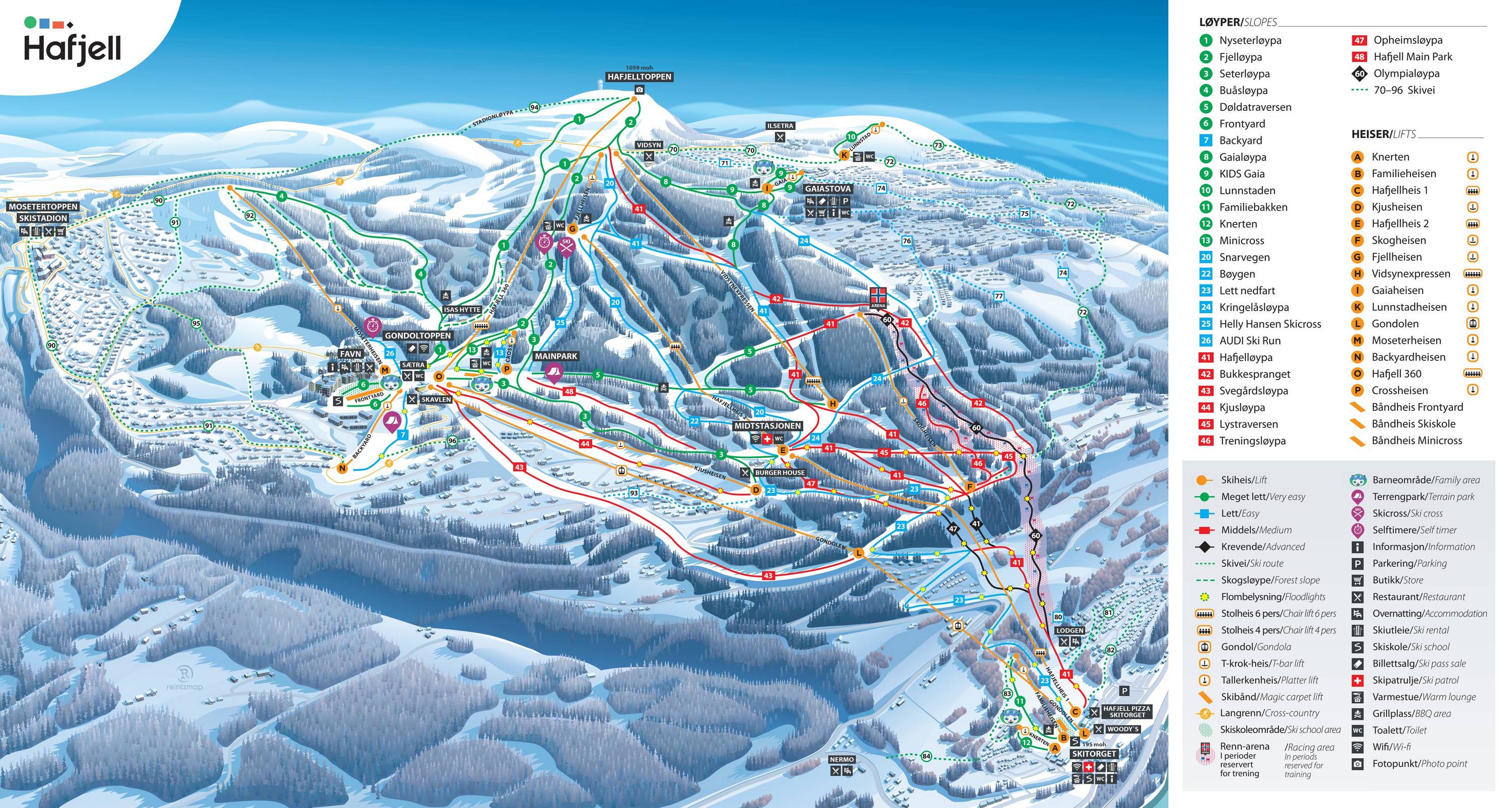 Piste map Hafjell (Lillehammer)