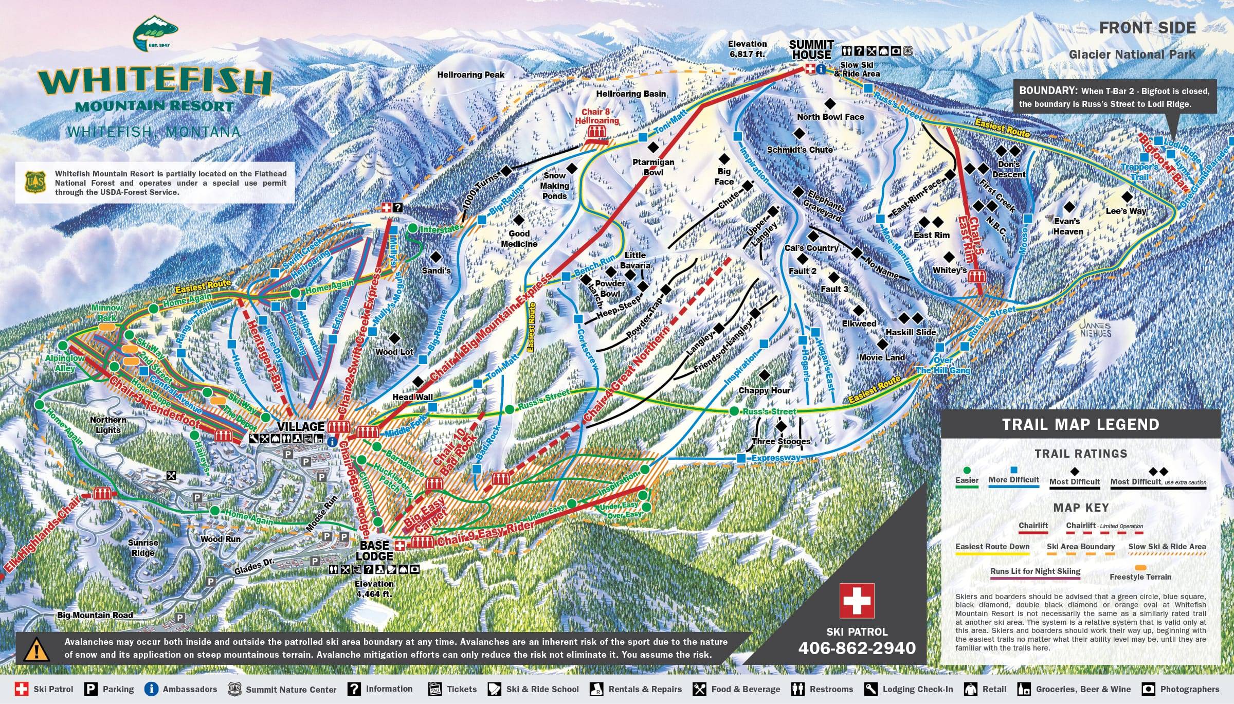 Piste map Whitefish Mountain Resort