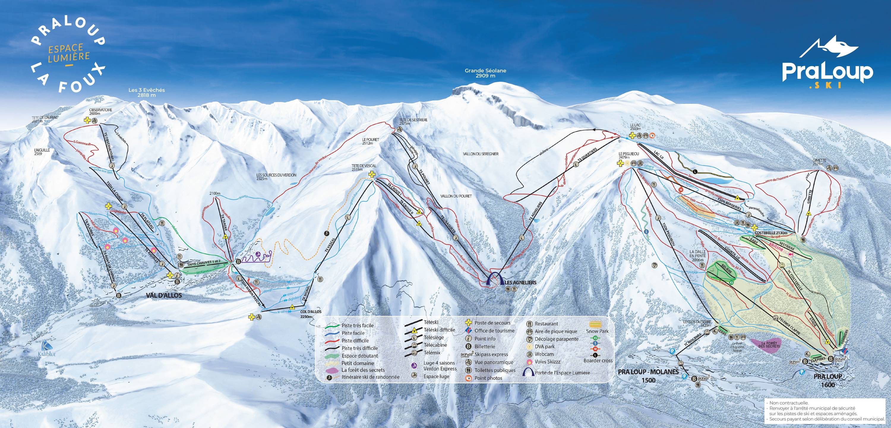 Piste map Val d'Allos - La Foux