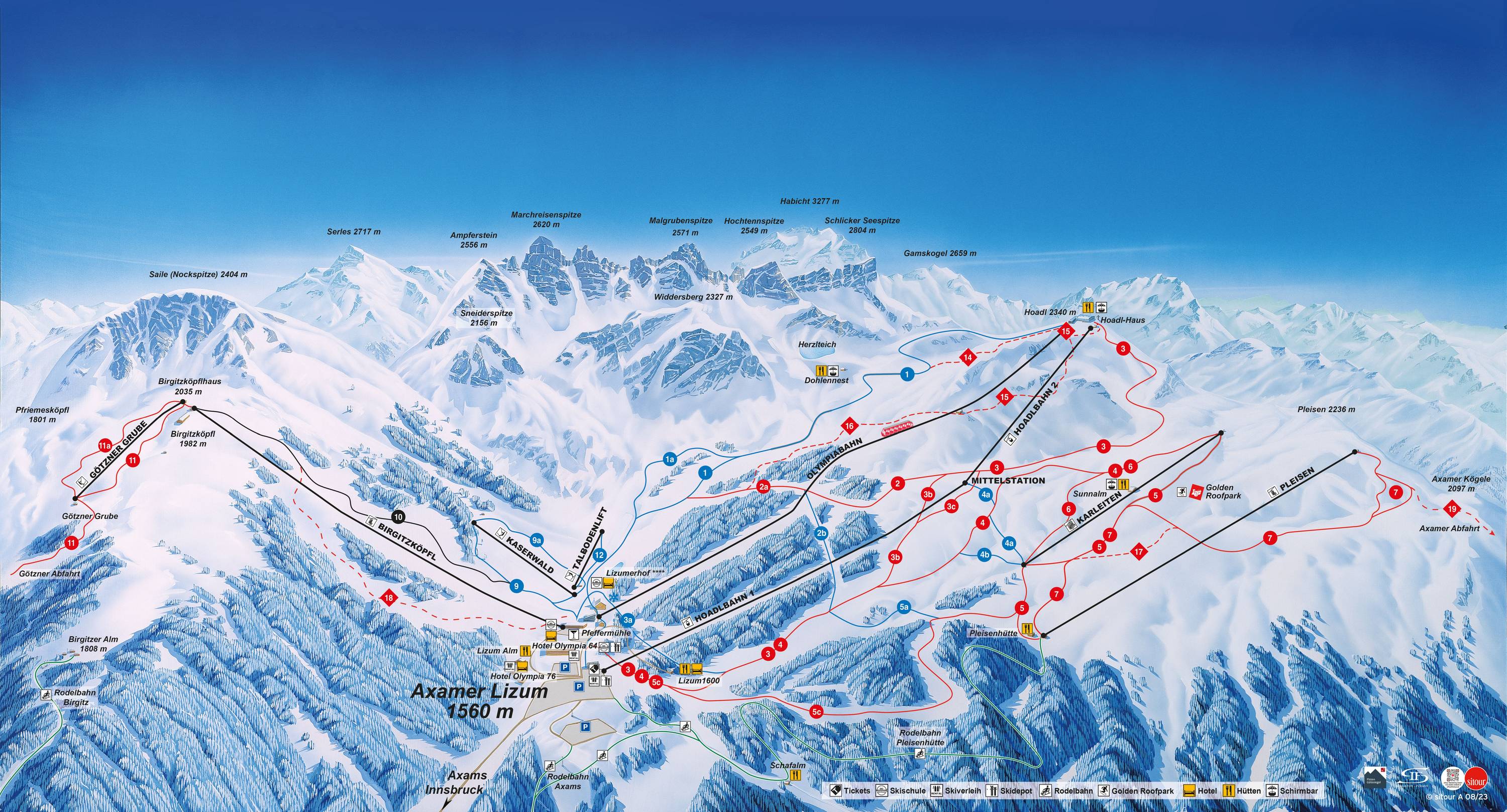 Piste map Axamer Lizum