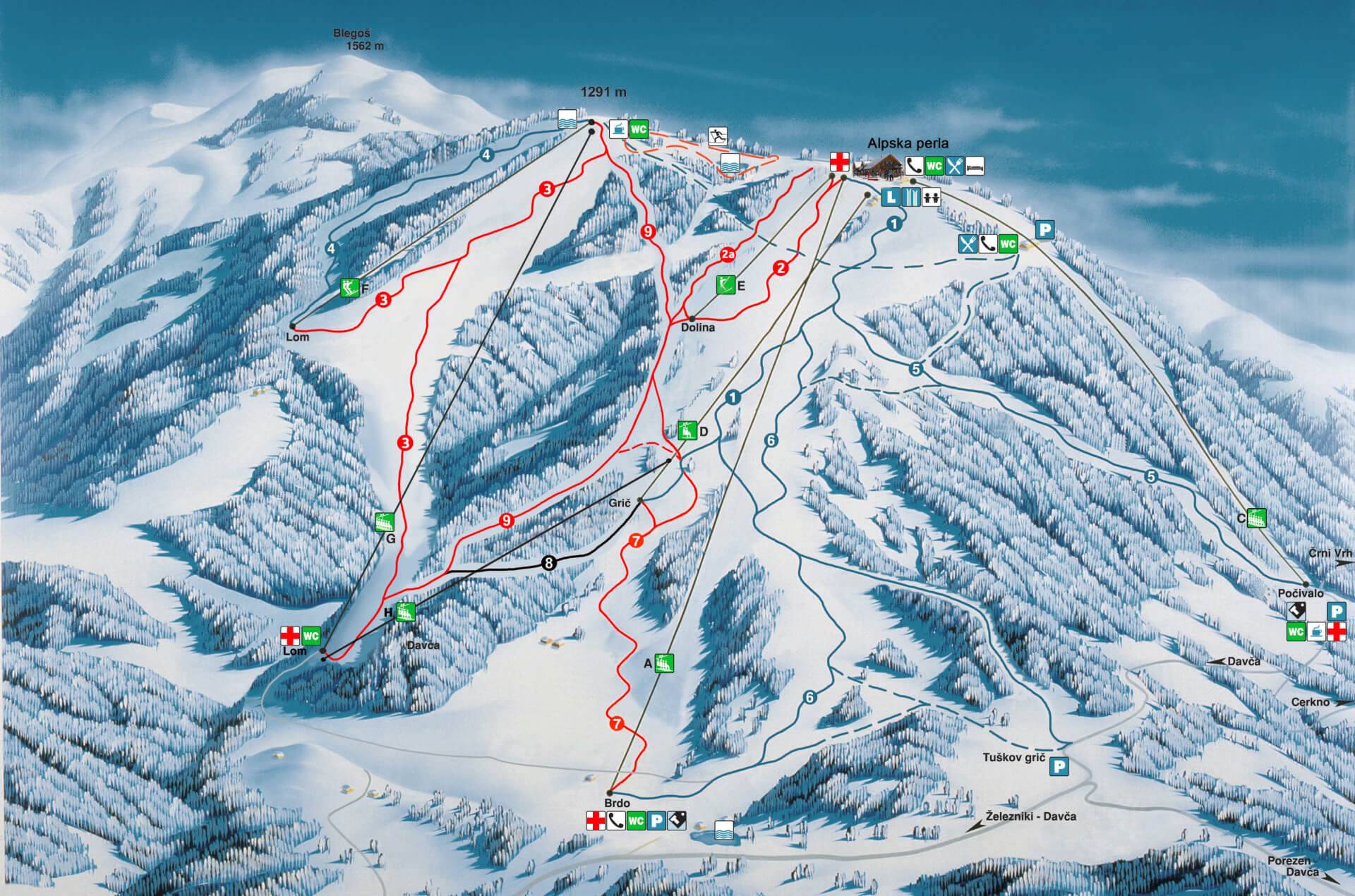 Piste map Cerkno