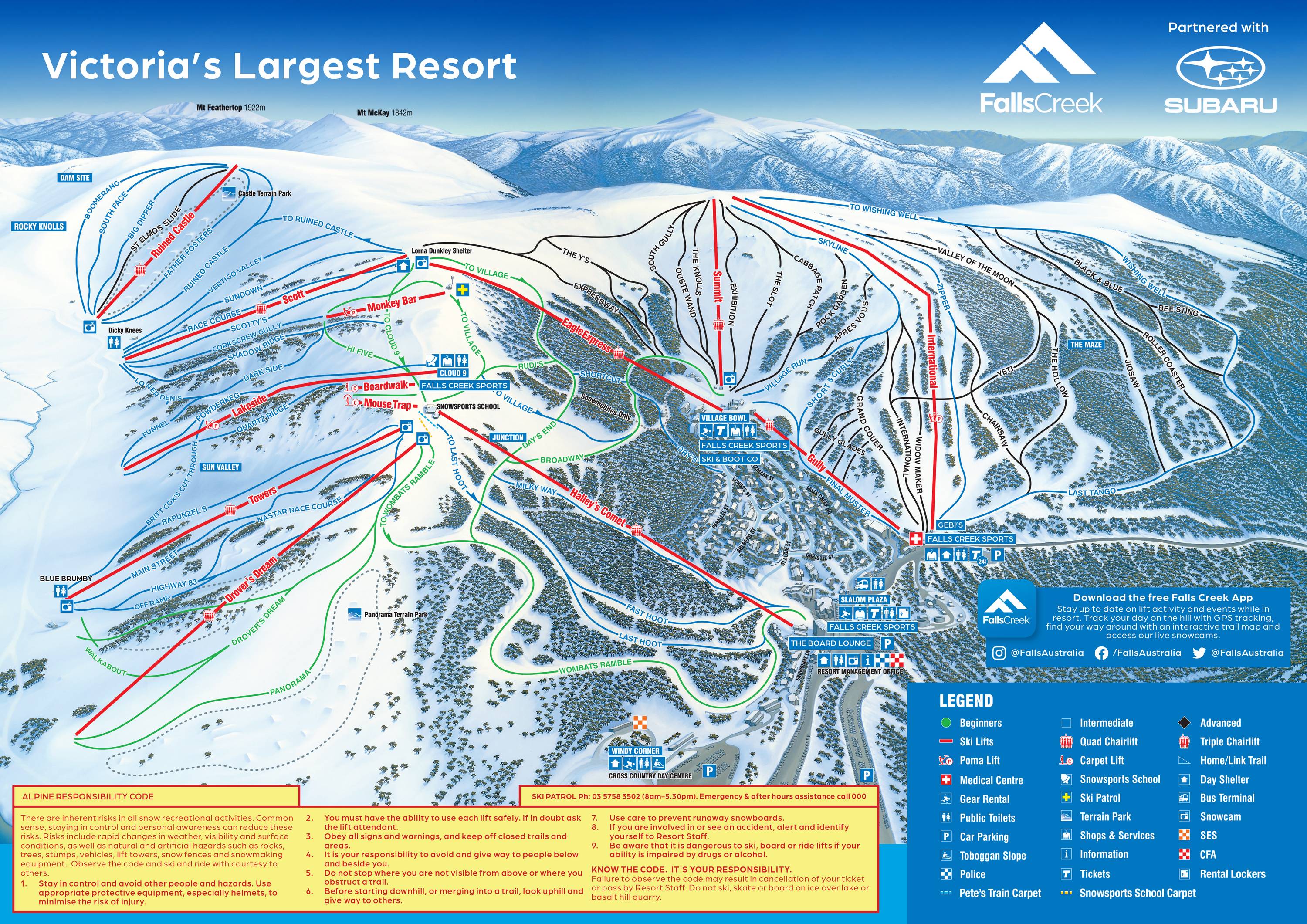 Piste map Falls Creek