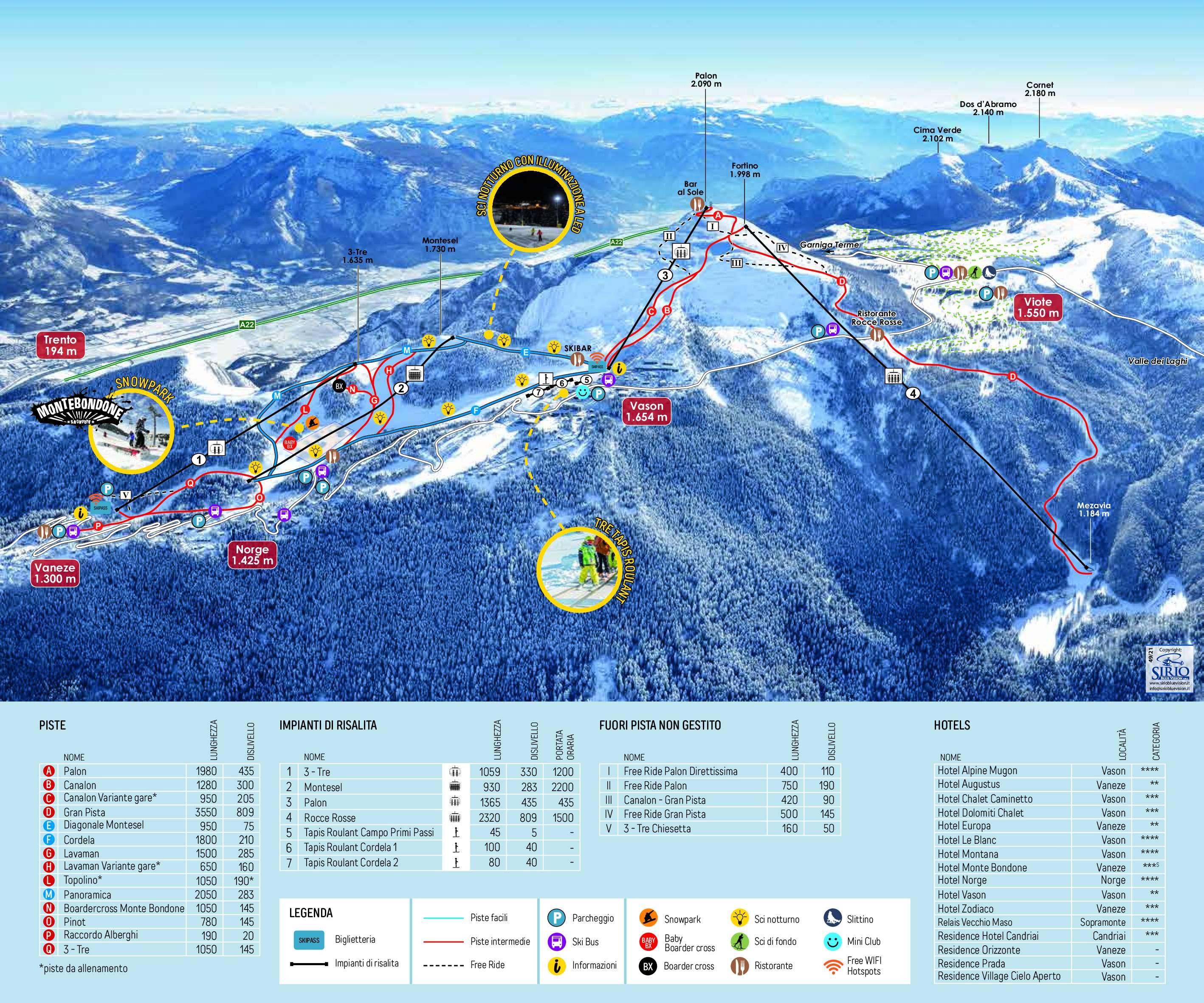 Piste map Monte Bondone