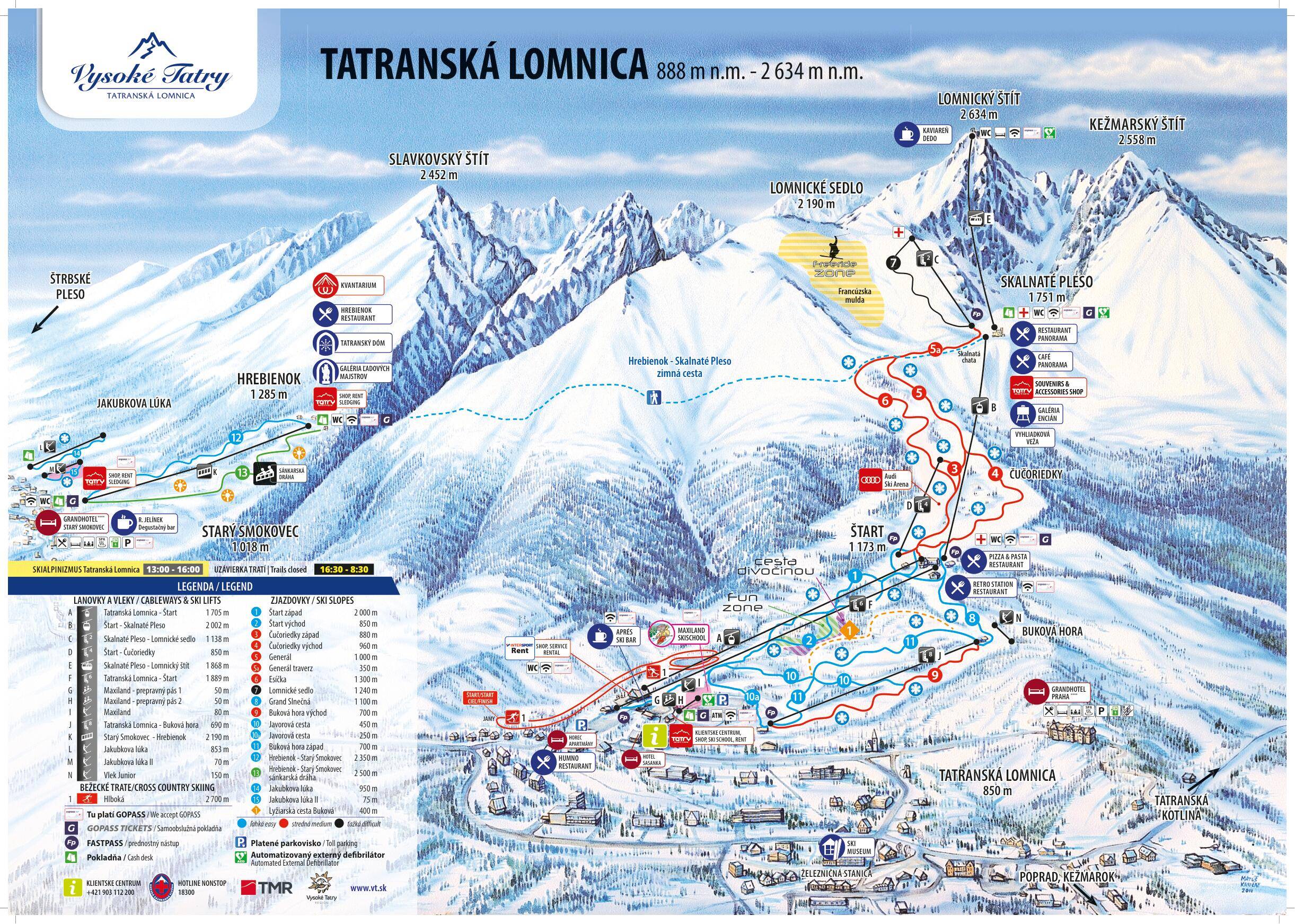 Piste map Tatranska Lomnica