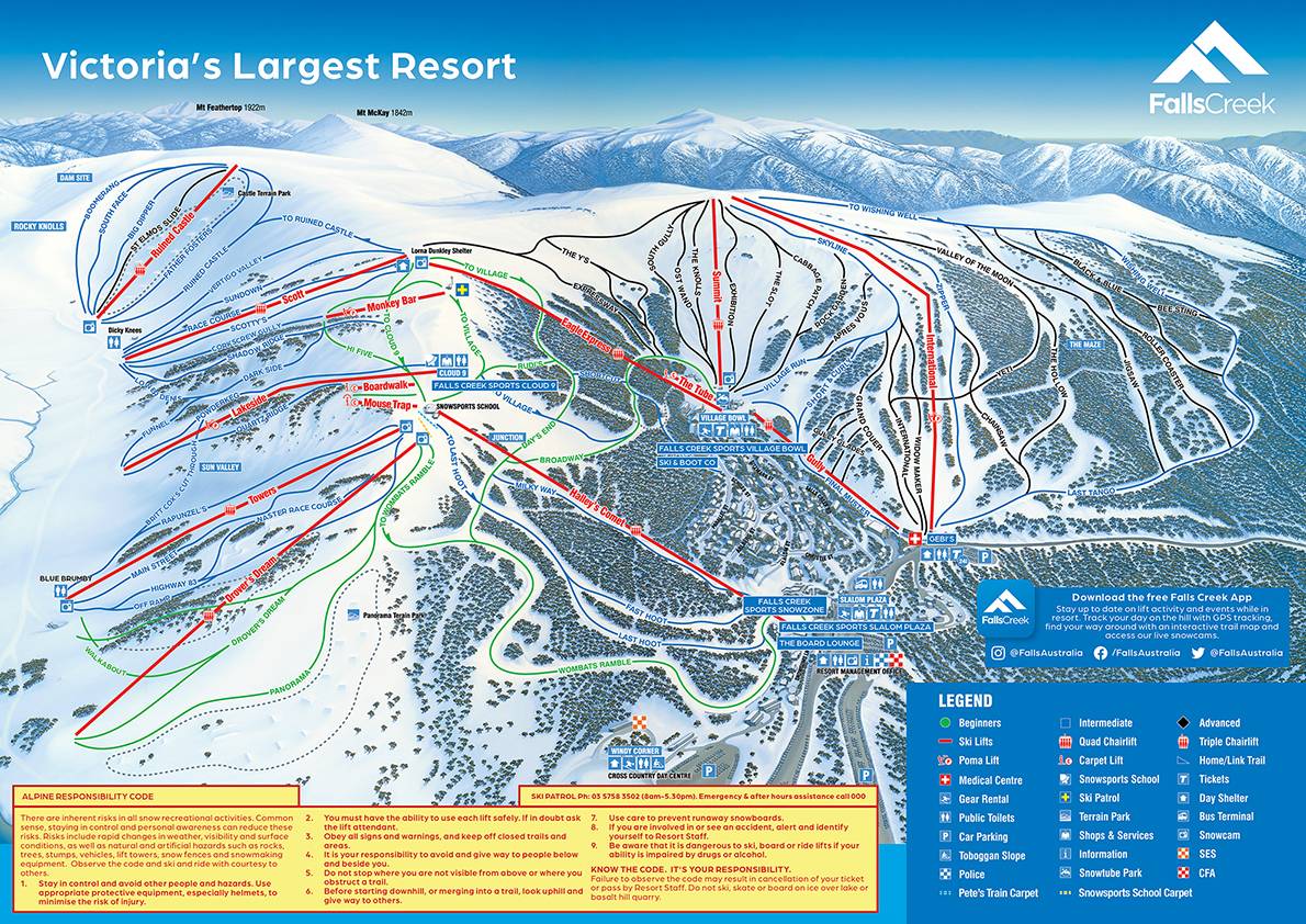 Piste map Falls Creek