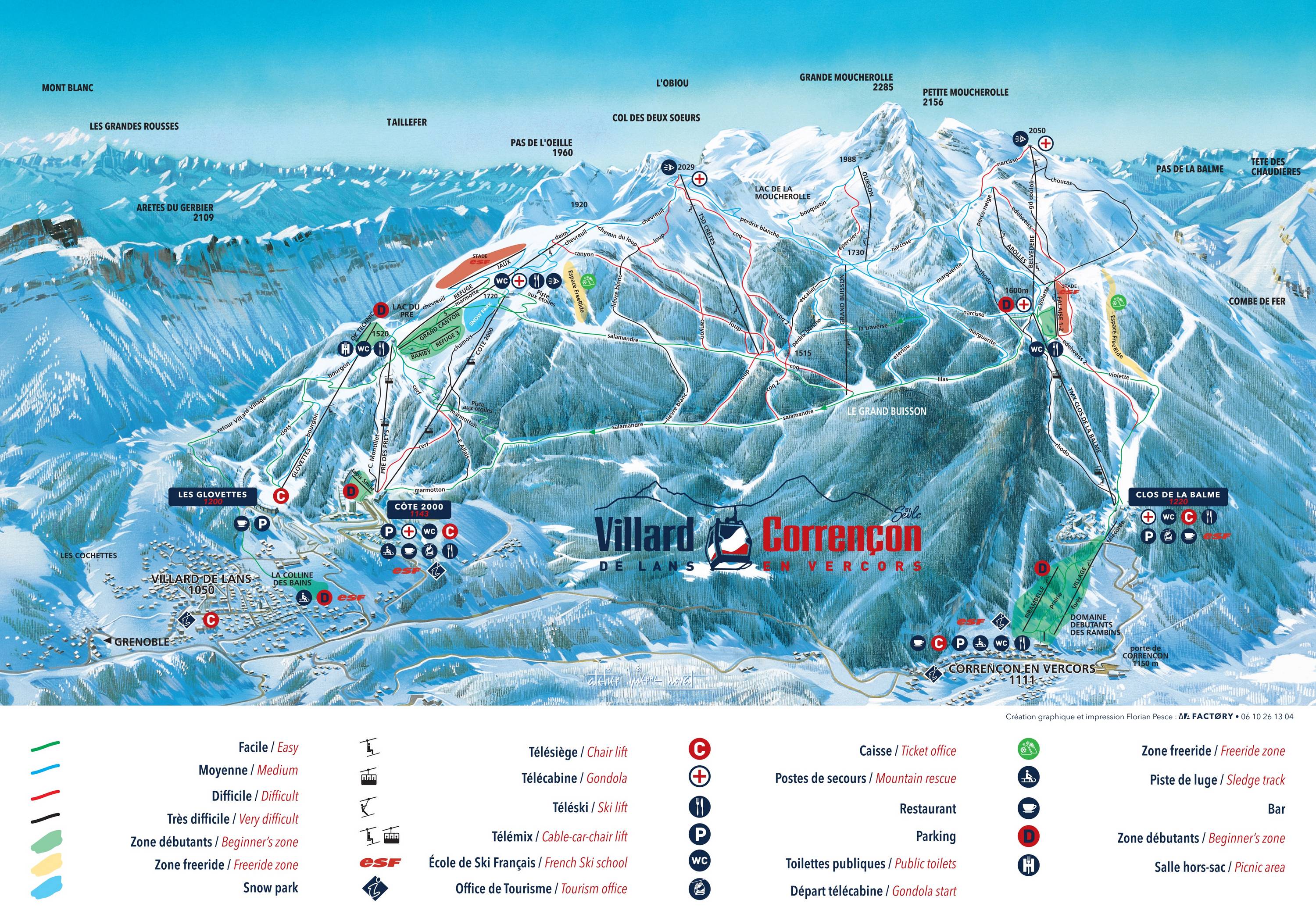 Piste map Villard de Lans-Correnon