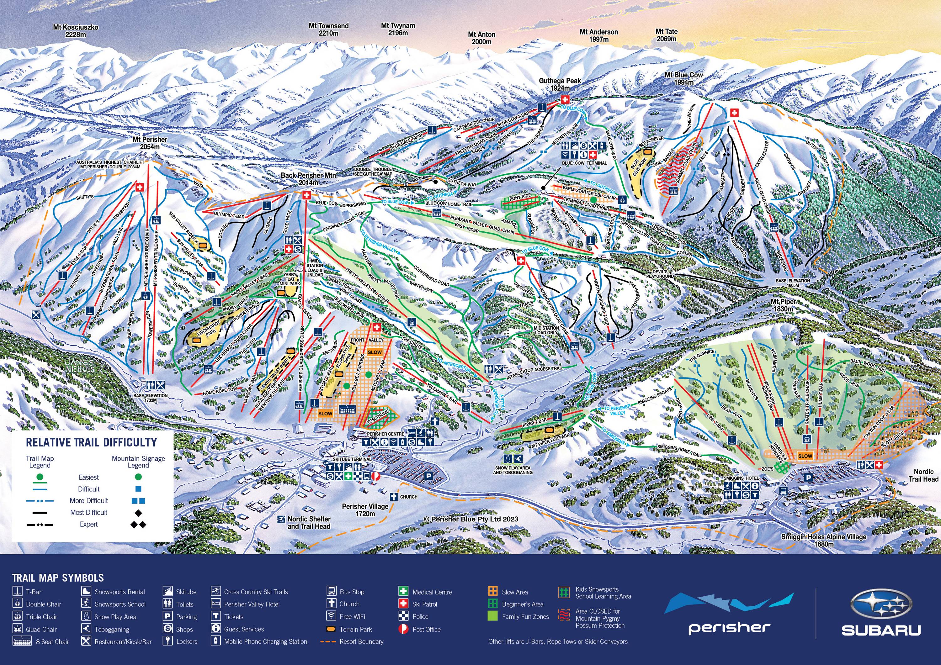 Piste map Perisher Blue