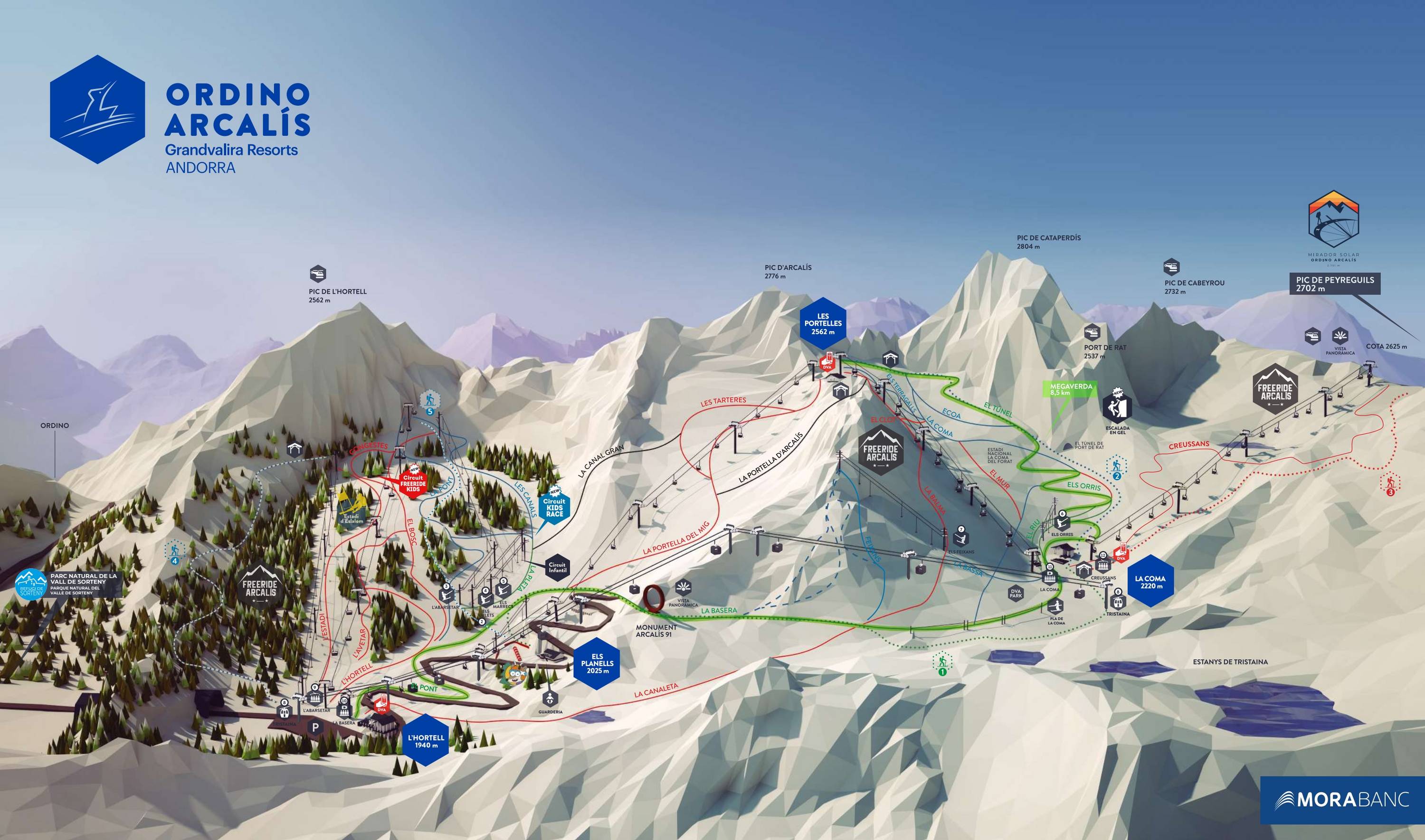 Piste map Arcals-Ordino